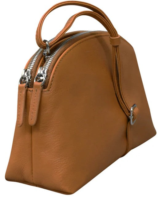 Womens Ili new york ili New York Double Zip Dome Bag Handbag Antique Saddle Antique Saddle