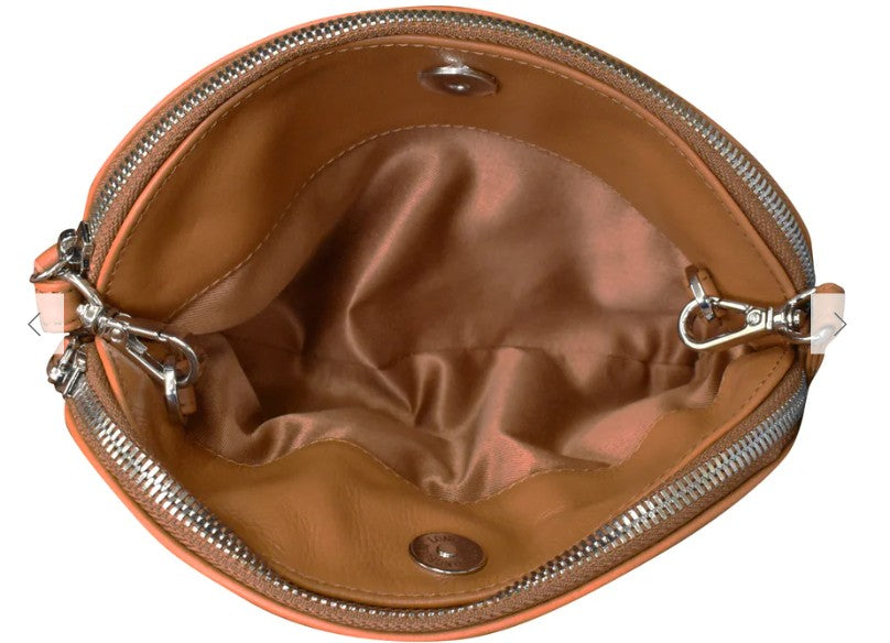 Womens Ili new york ili New York Double Zip Dome Bag Handbag Antique Saddle Antique Saddle