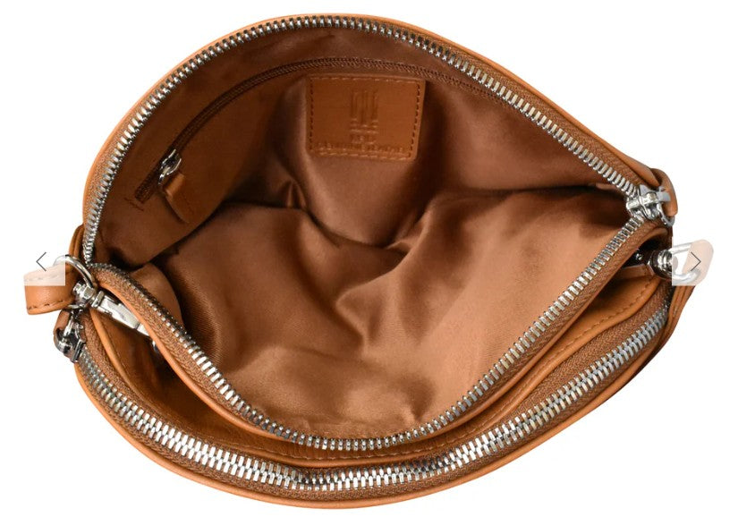 Womens Ili new york ili New York Double Zip Dome Bag Handbag Antique Saddle Antique Saddle