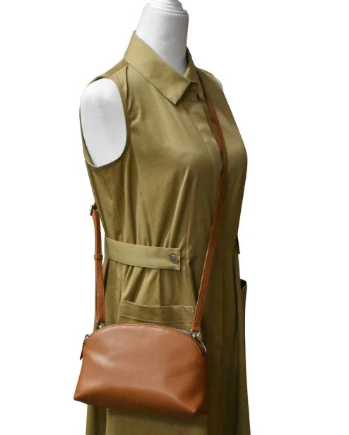 Womens Ili new york ili New York Double Zip Dome Bag Handbag Antique Saddle Antique Saddle