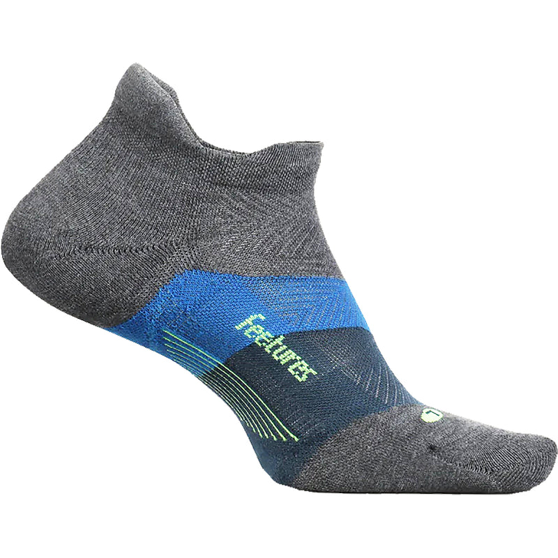 Unisex Feetures Elite Max Cushion No Show Tab Socks Gravity Grey