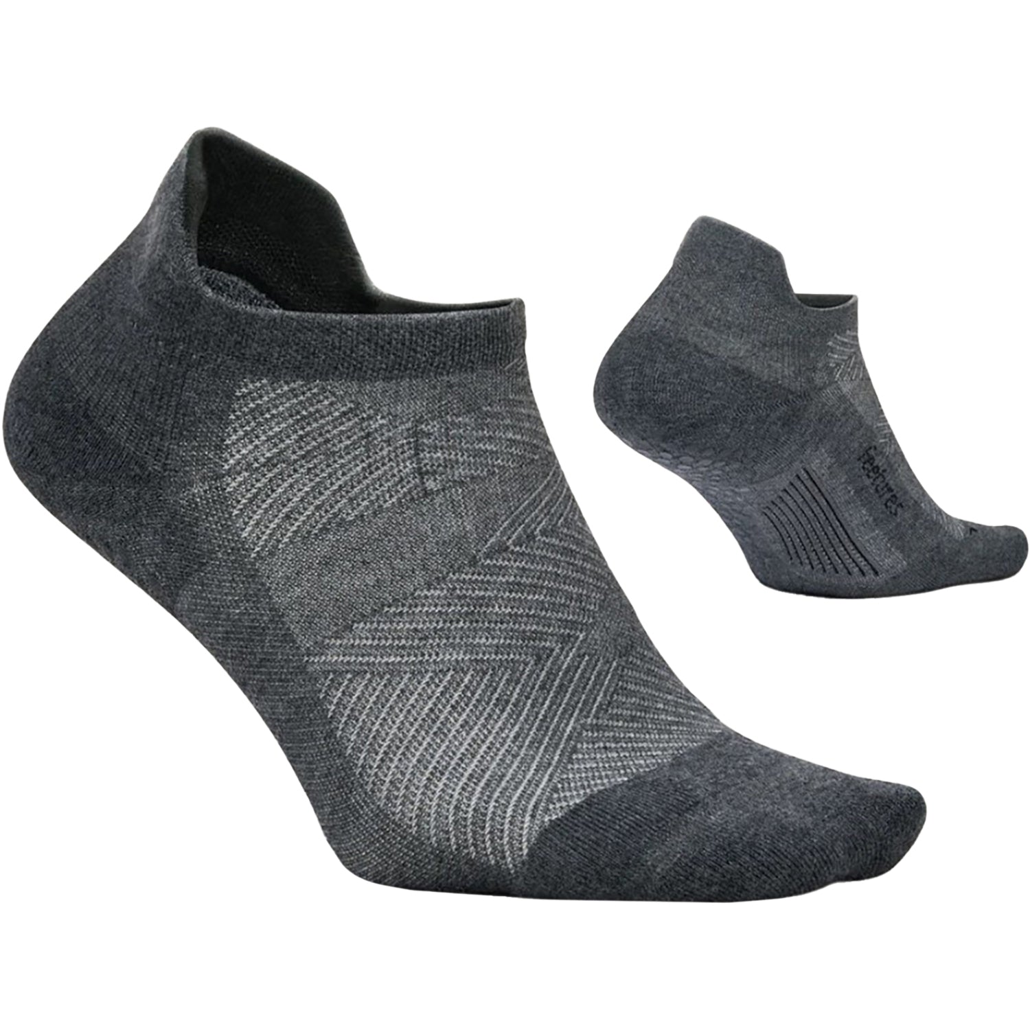 Unisex Feetures Feetures Elite Grip Max Cushion Tab Unisex Athletic Shoes Socks Flow Gray Flow Gray