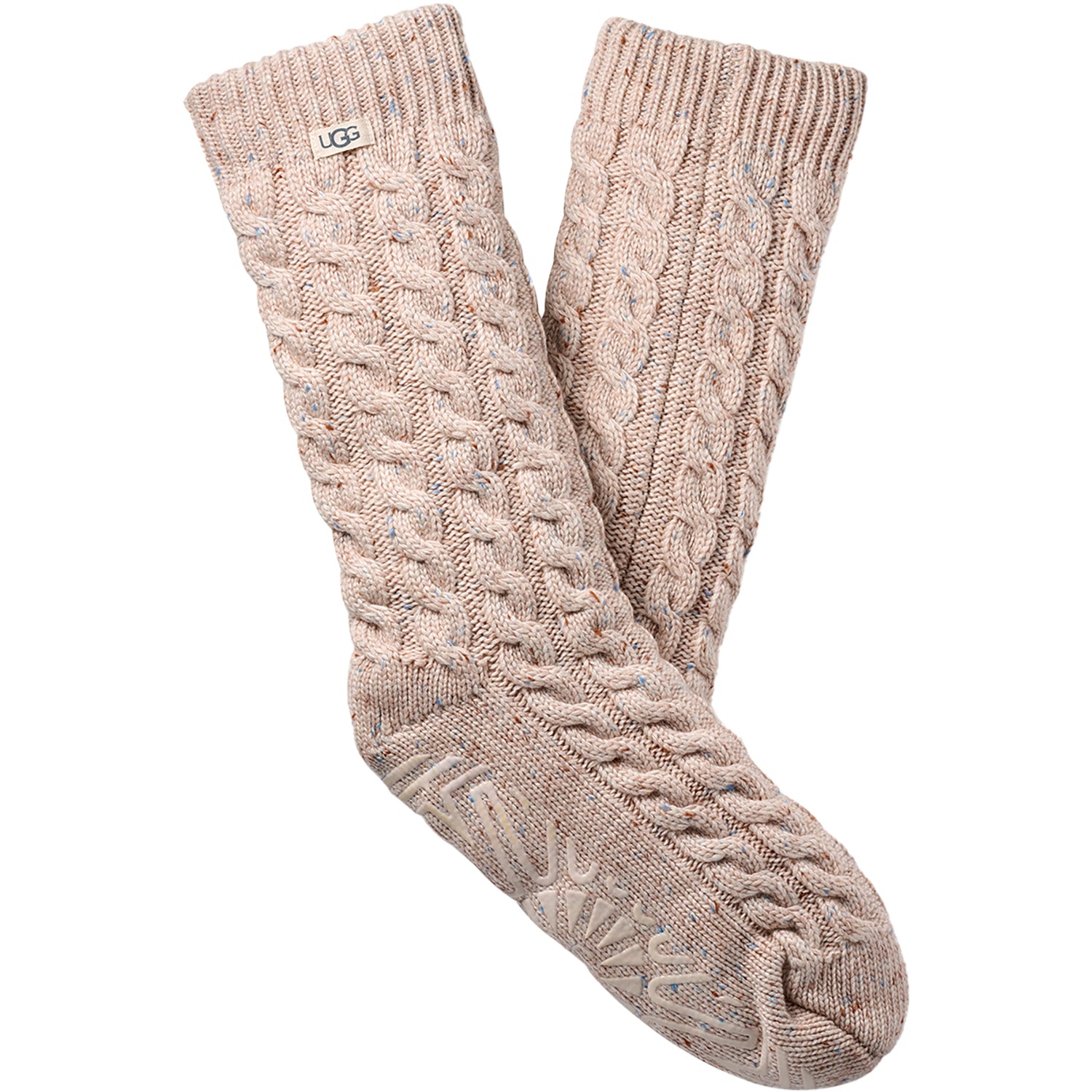 Womens Ugg Women's UGG Elowyn Cable Knit Fleece Lined Sock Creme Confetti Creme Confetti
