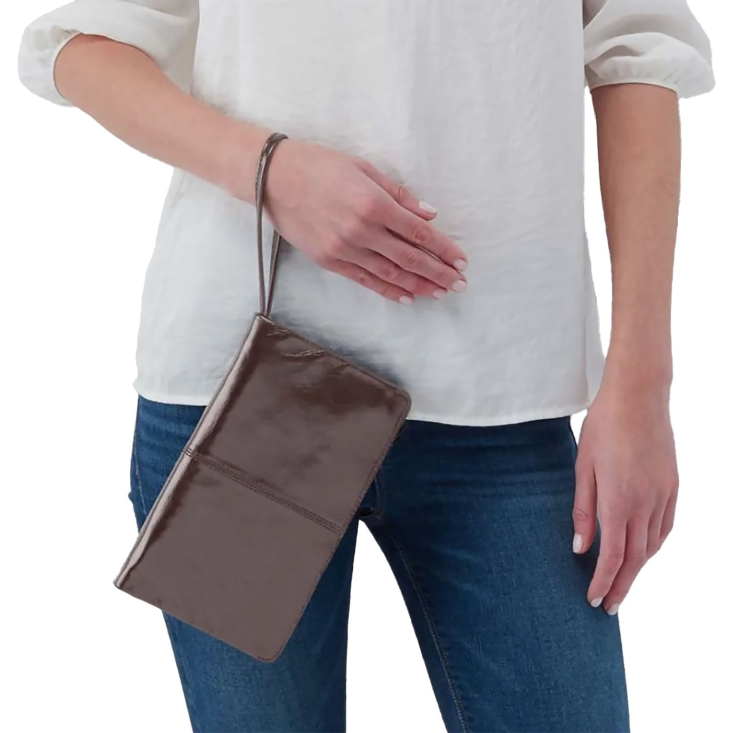 Womens Hobo Hobo Evolve Wristlet Hearthstone Polished Leather Hearthstone