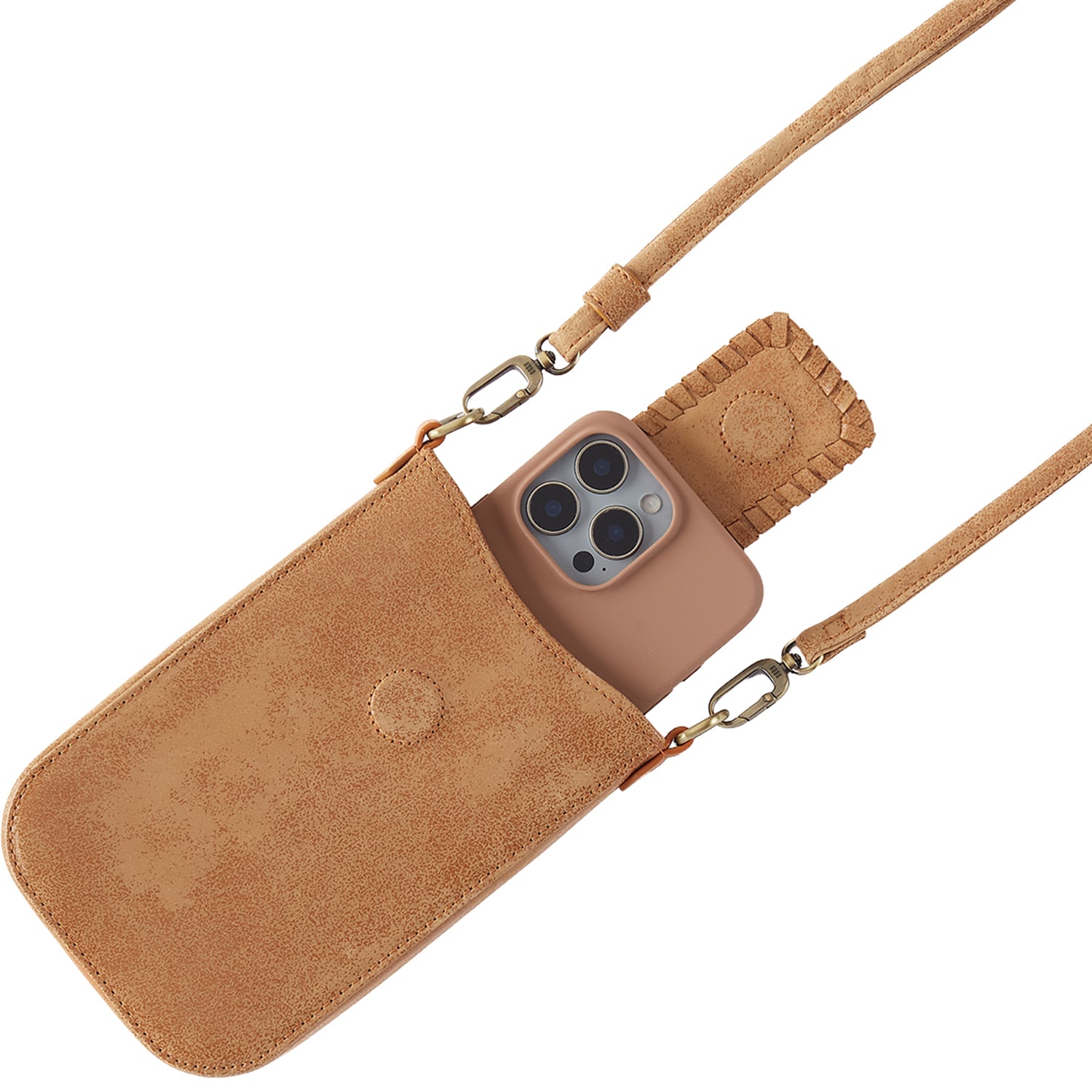 Womens Hobo Hobo Expedition Phone Crossbody Handbag Whiskey Buffed Leather Whiskey Buffed Leather
