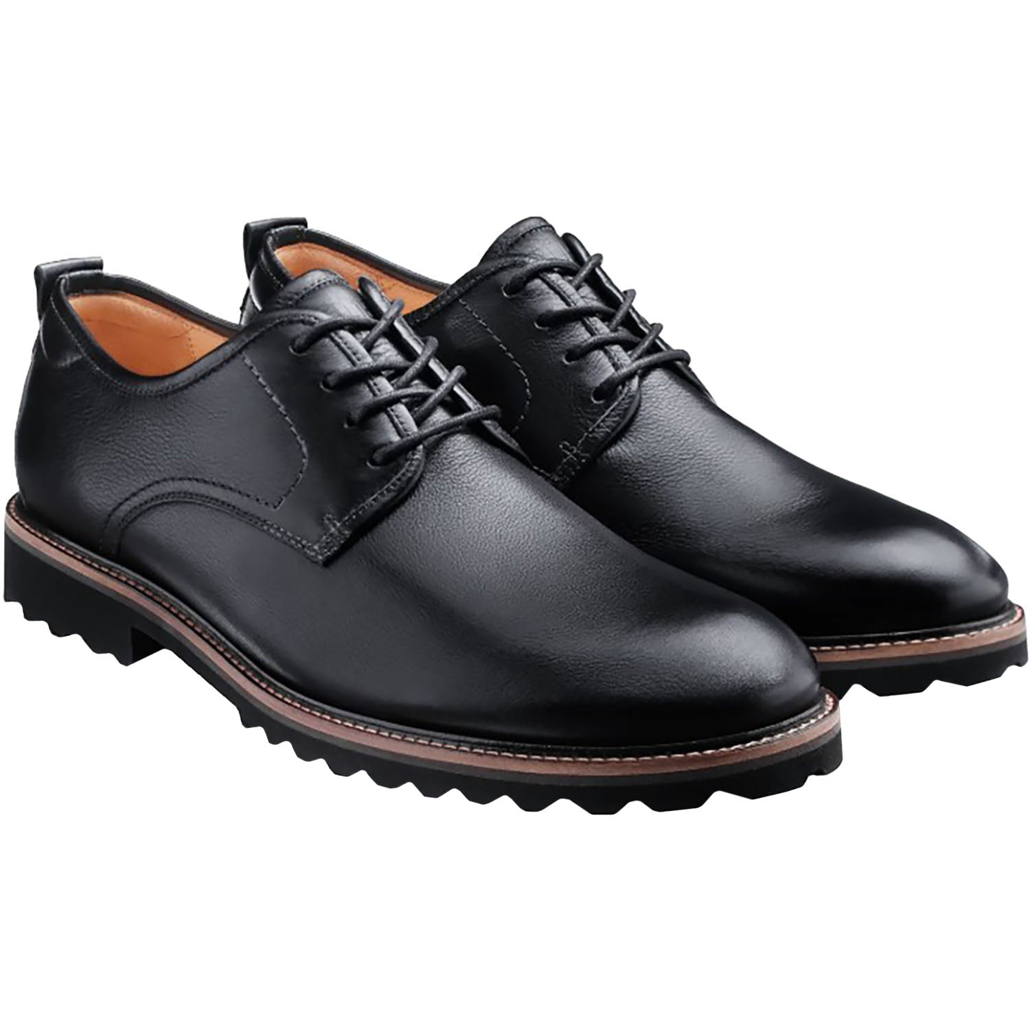 Mens Samuel hubbard Samuel Hubbard Featherlight Founder Men's Dress Lace Up Shoes Black Tumbled Leather Black Tumbled Leather