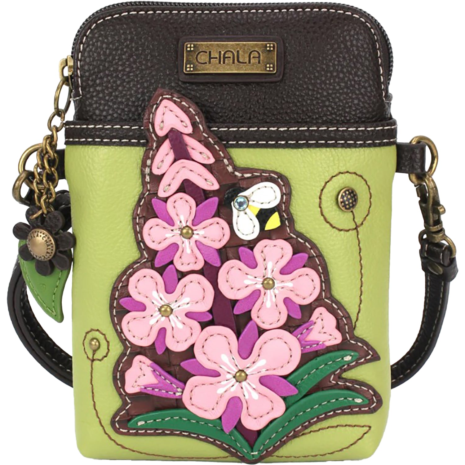 Womens Chala Chala Purple Flower Cellphone Crossbody Handbag Green Green