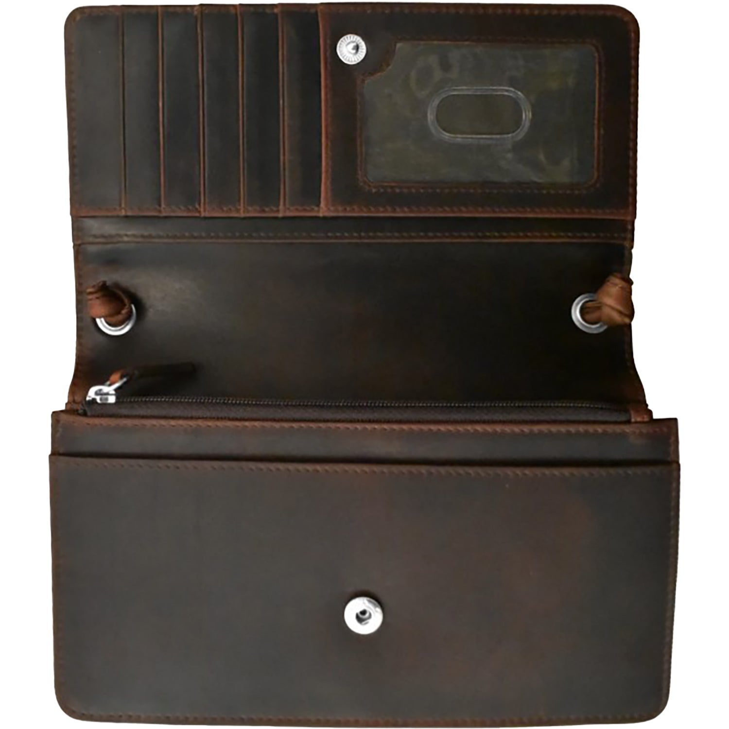 Womens Ili new york ili New York Flap Phone Bag Organizer Handbag Chocolate Distressed Leather Chocolate Distressed Leather