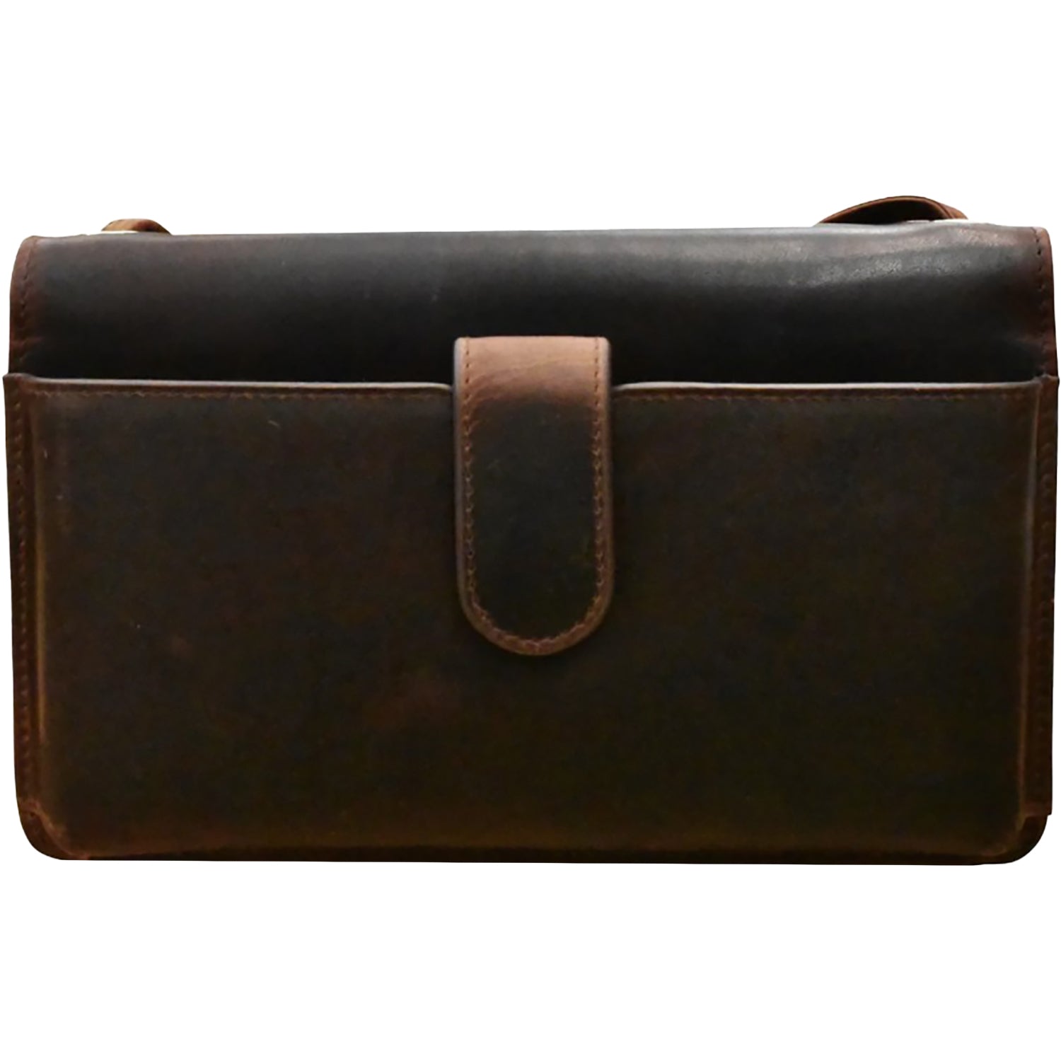 Womens Ili new york ili New York Flap Phone Bag Organizer Handbag Chocolate Distressed Leather Chocolate Distressed Leather