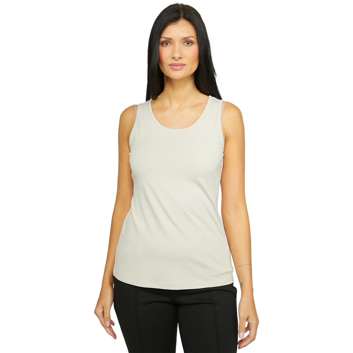 Womens Olivia by habitat Olivia By Habitat Foundation Knit Layering Tank Women's Tops Tanks Cloud Cloud