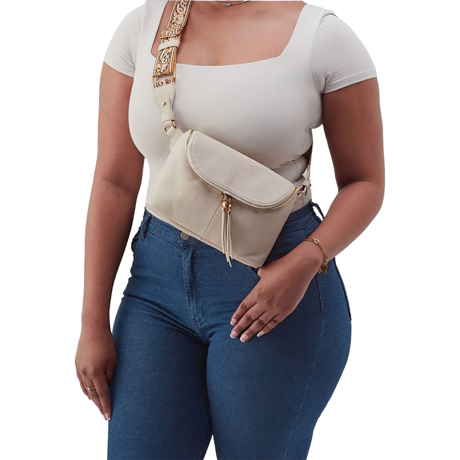 Womens Hobo Hobo International Fern Large Belt Bag Handbag Birch with Webbing Strap Birch with Webbing Strap