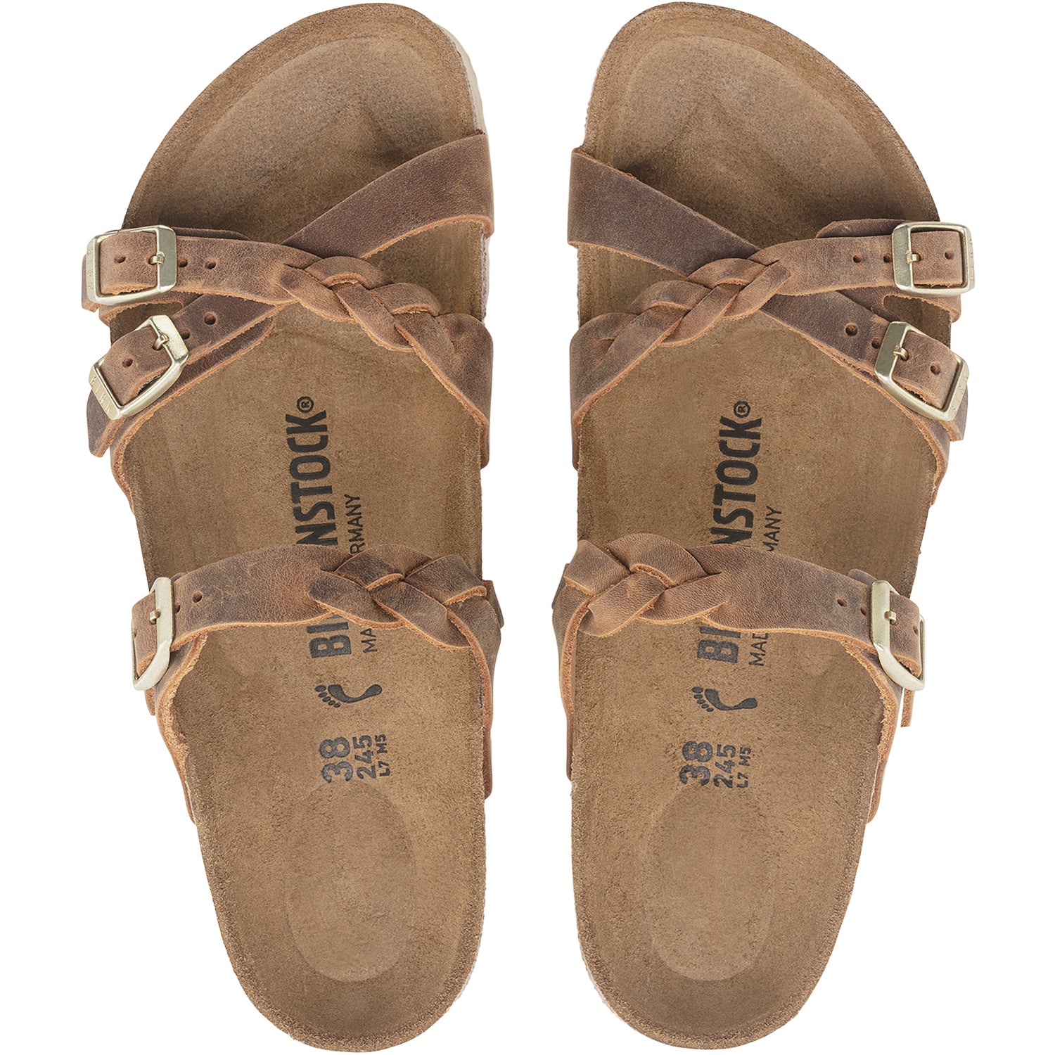 Womens Birkenstock Women's Birkenstock Franca Braid Cognac Oiled Leather Cognac Oiled Leather