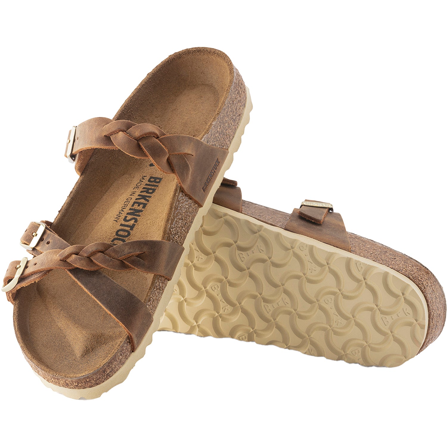 Womens Birkenstock Women's Birkenstock Franca Braid Cognac Oiled Leather Cognac Oiled Leather