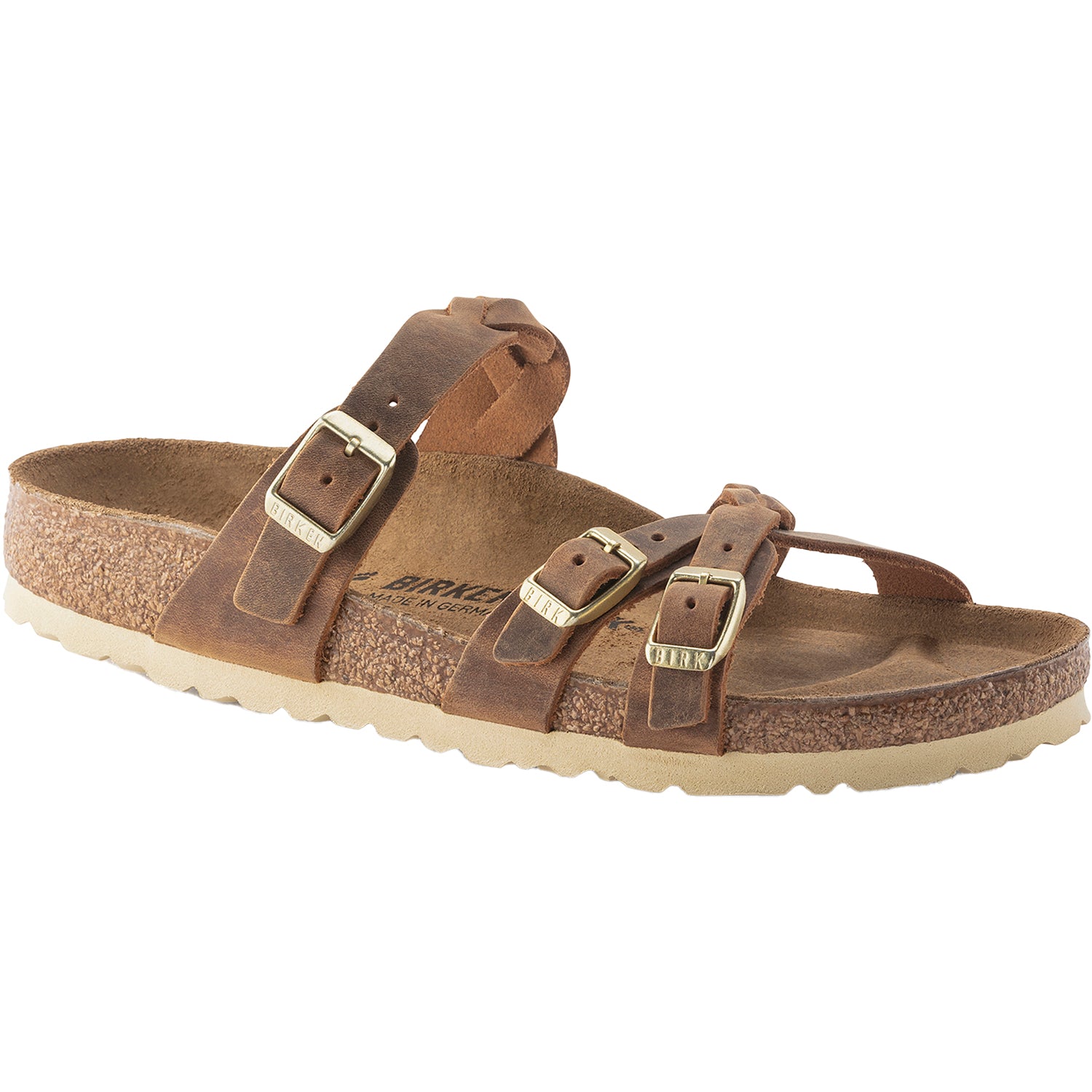 Womens Birkenstock Women's Birkenstock Franca Braid Cognac Oiled Leather Cognac Oiled Leather