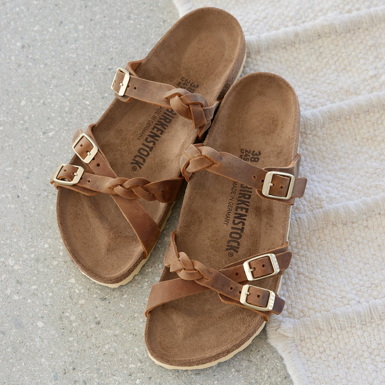 Womens Birkenstock Women's Birkenstock Franca Braid Cognac Oiled Leather Cognac Oiled Leather