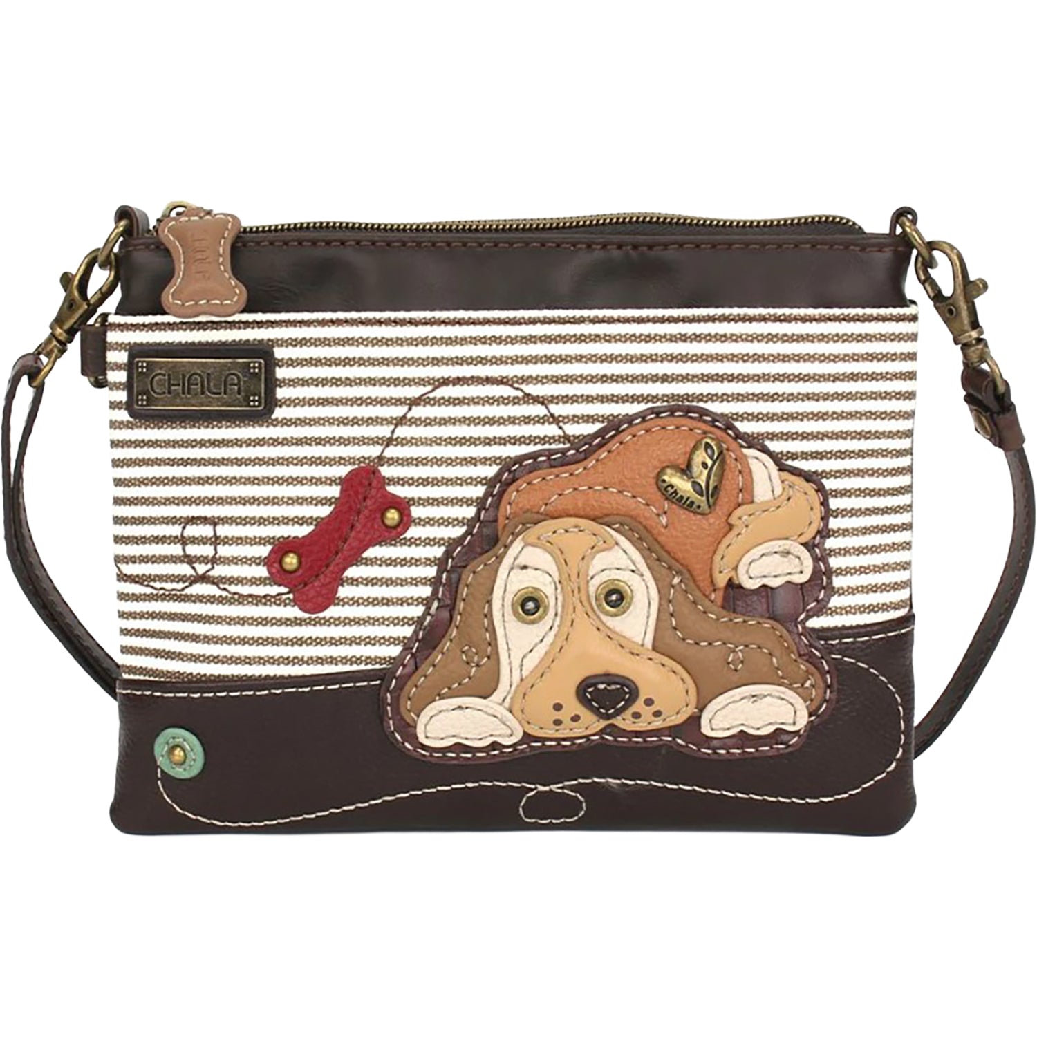 Womens Chala Chala Golden Cocker Mini Crossbody Handbag Brown Stripe Brown Stripe