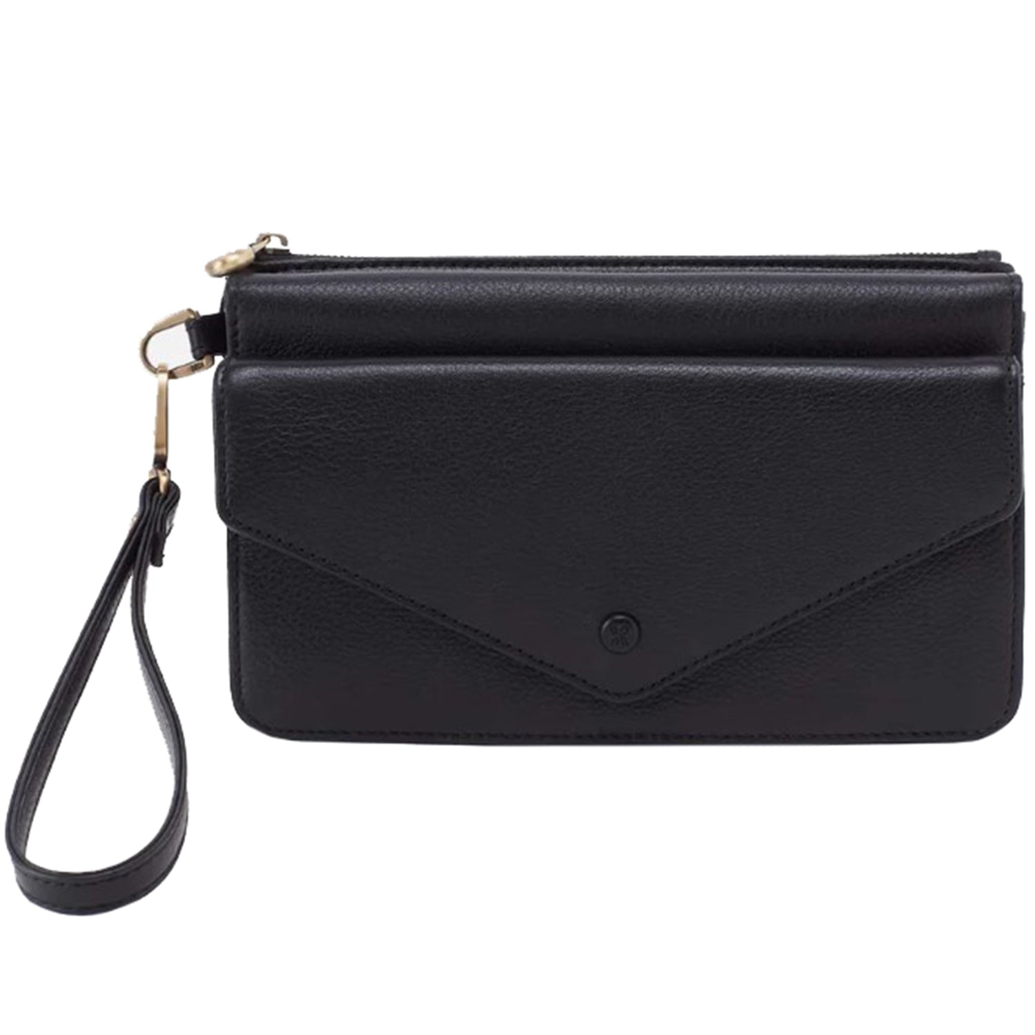 Womens Hobo Hobo Goldie Wristlet Handbag Black Pebbled Leather Black Pebbled Leather