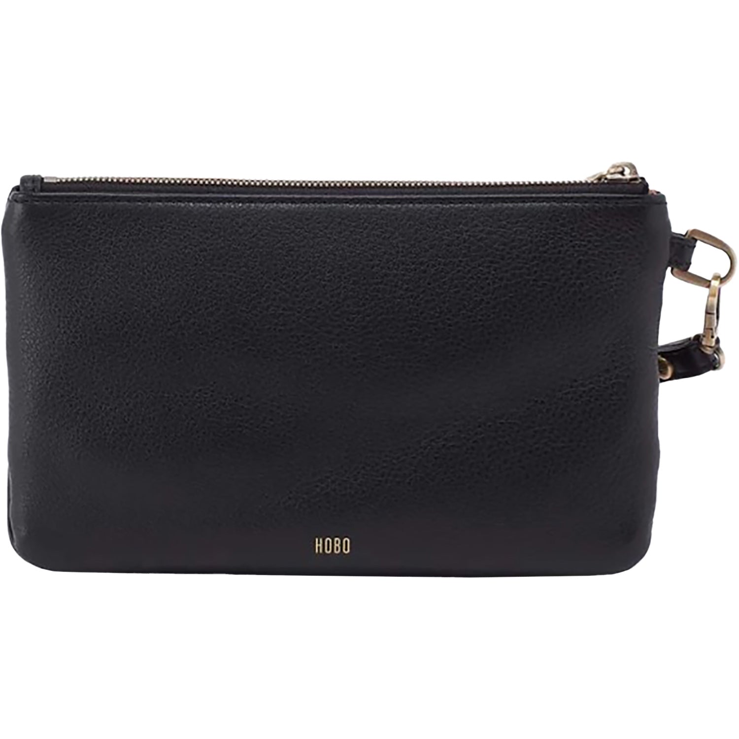 Womens Hobo Hobo Goldie Wristlet Handbag Black Pebbled Leather Black Pebbled Leather