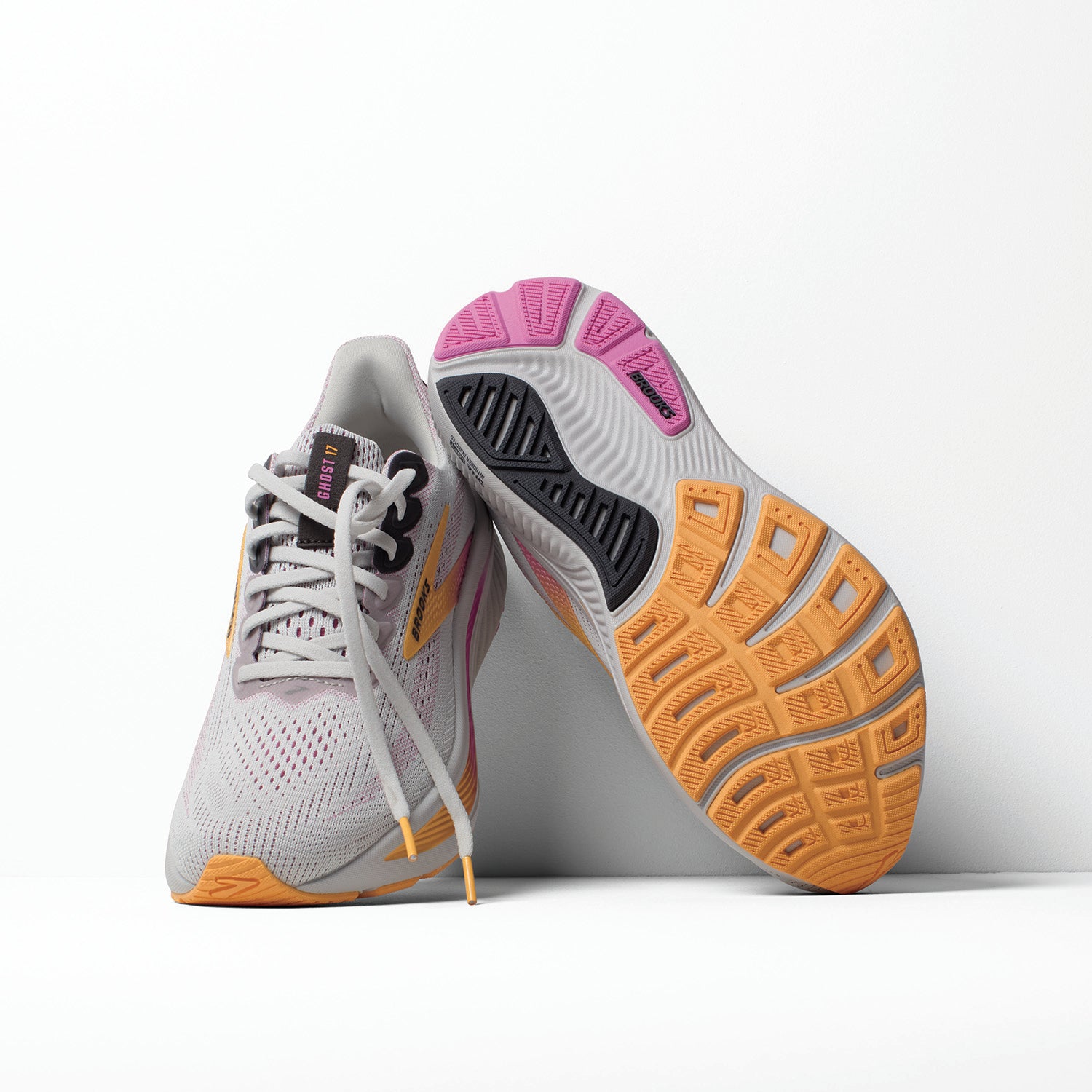 Womens Brooks Women's Brooks Ghost 17 Oyster/Apricot/Pink (Neutral Support) Oyster/Apricot/Pink