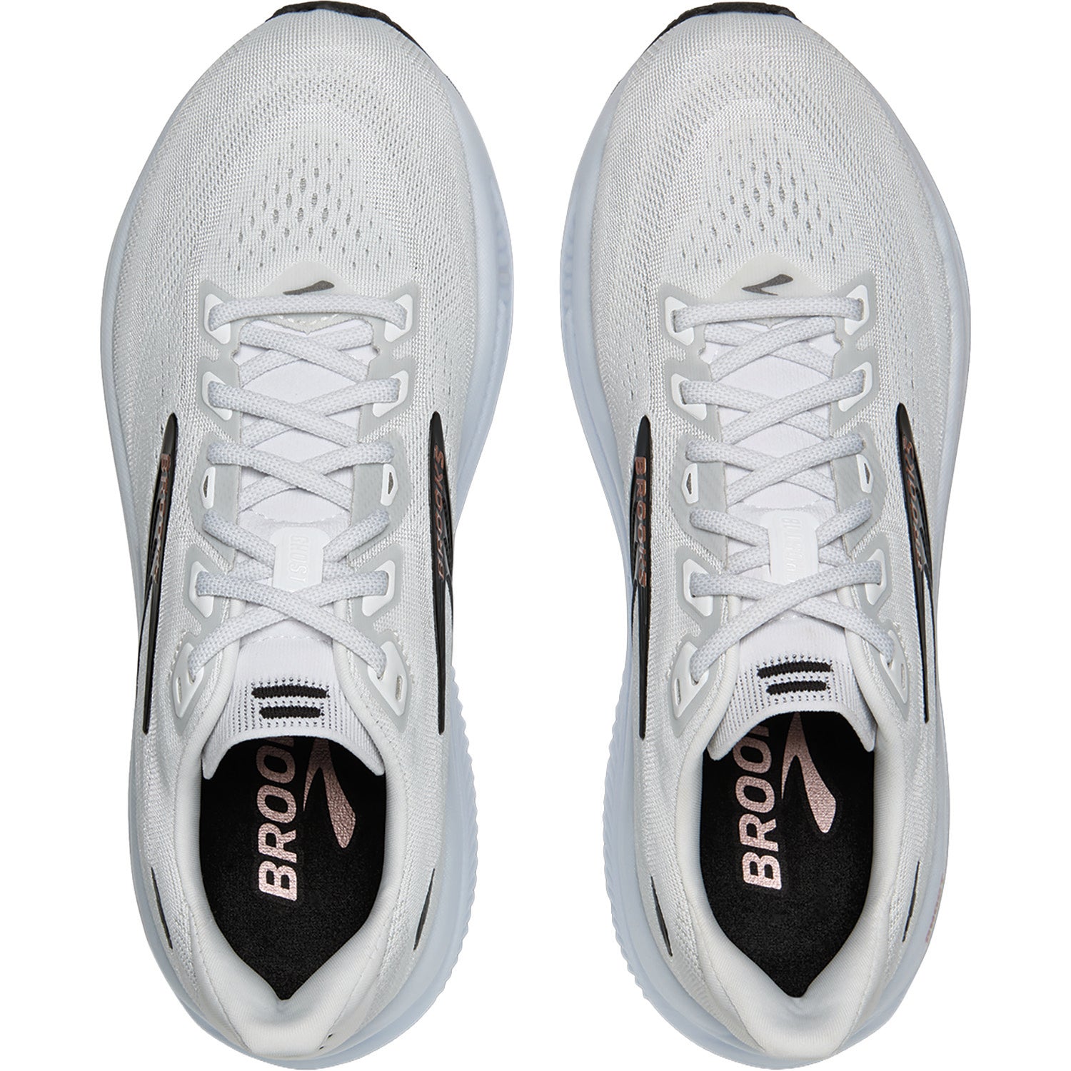Womens Brooks Brooks Ghost 18 Women's Athletic Shoes White/Black/Rose Gold (Neutral Support) White/Black/Rose Gold