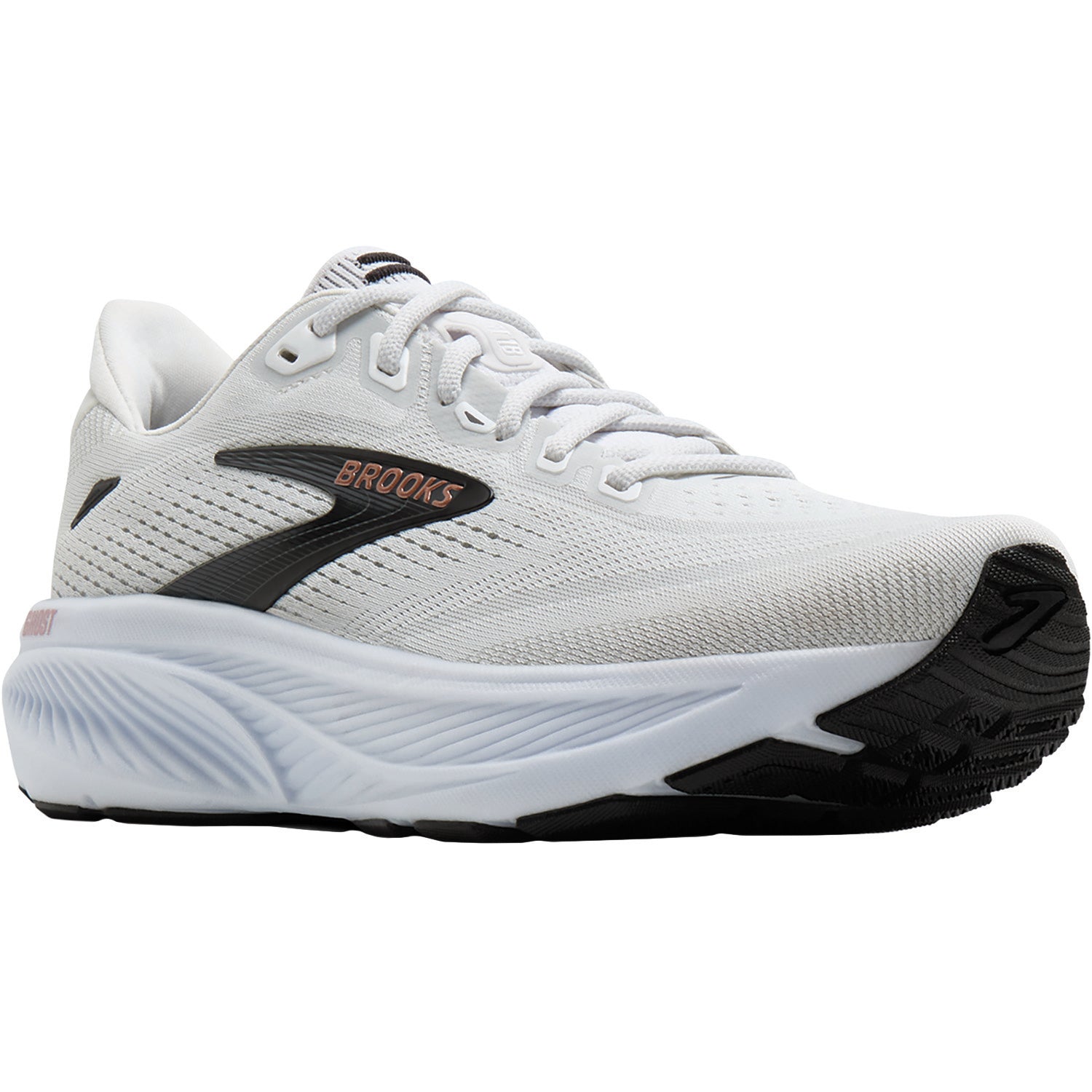 Womens Brooks Brooks Ghost 18 Women's Athletic Shoes White/Black/Rose Gold (Neutral Support) White/Black/Rose Gold