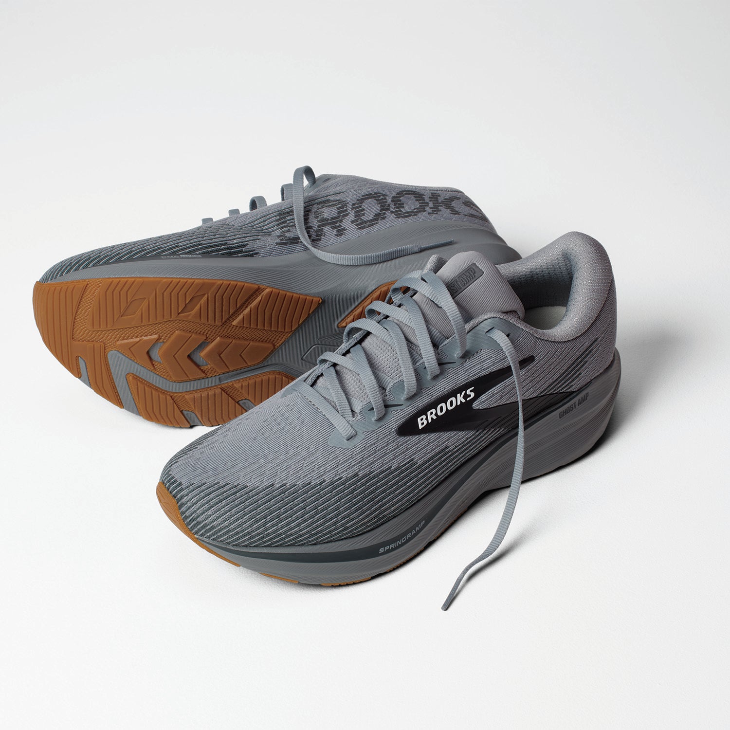 Mens Brooks Brooks Ghost Amp Men's Athletic Shoes Primer/Ebony/Oyster (Neutral Support) Primer/Ebony/Oyster