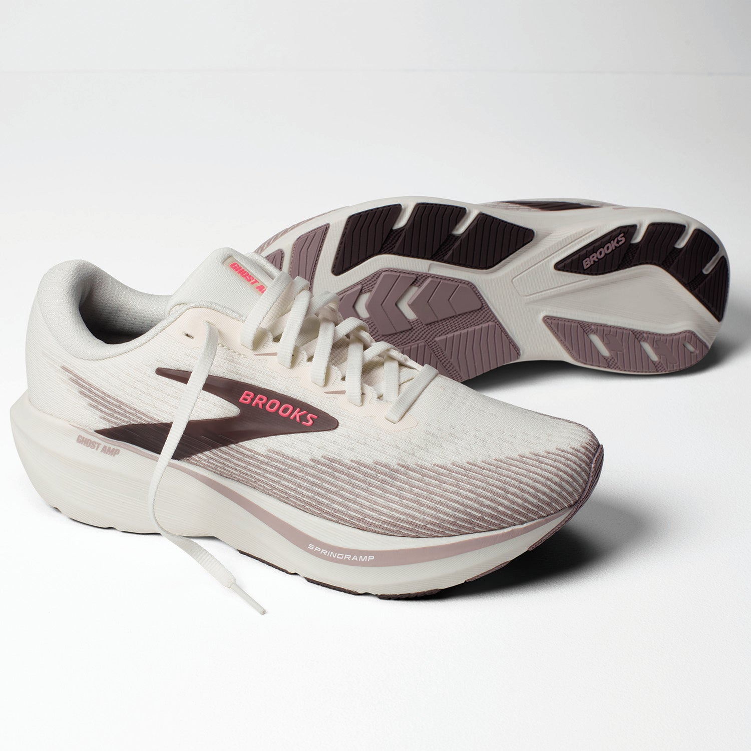 Womens Brooks Brooks Ghost Amp Women's Athletic Shoes Arctic Wolf/Dove/Pink (Neutral Support) Arctic Wolf/Dove/Pink
