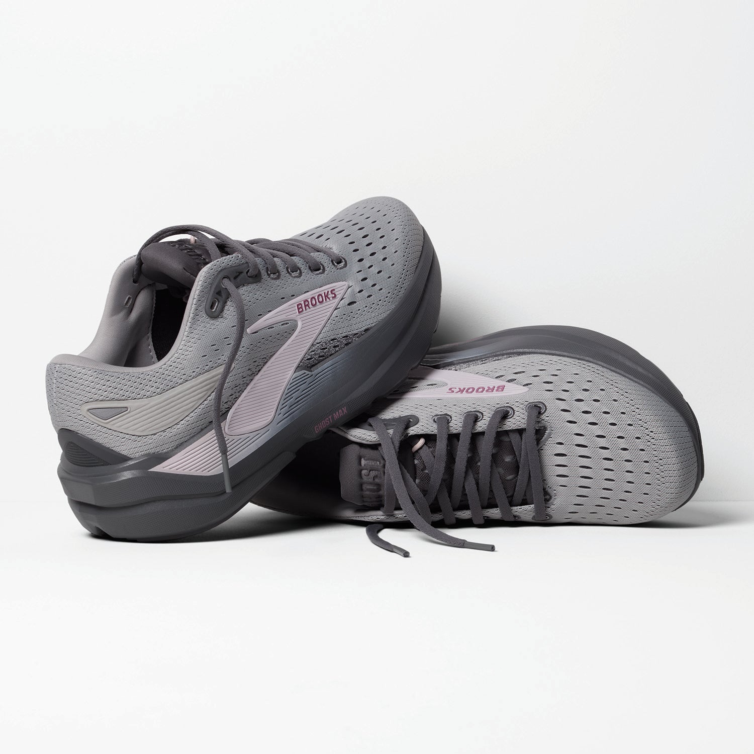 Womens Brooks Brooks Ghost Max 3 (Neutral Support) Women's Athletic Shoes Harbor Mist/Poppy Seed/Pink Harbor Mist/Poppy Seed/Pink