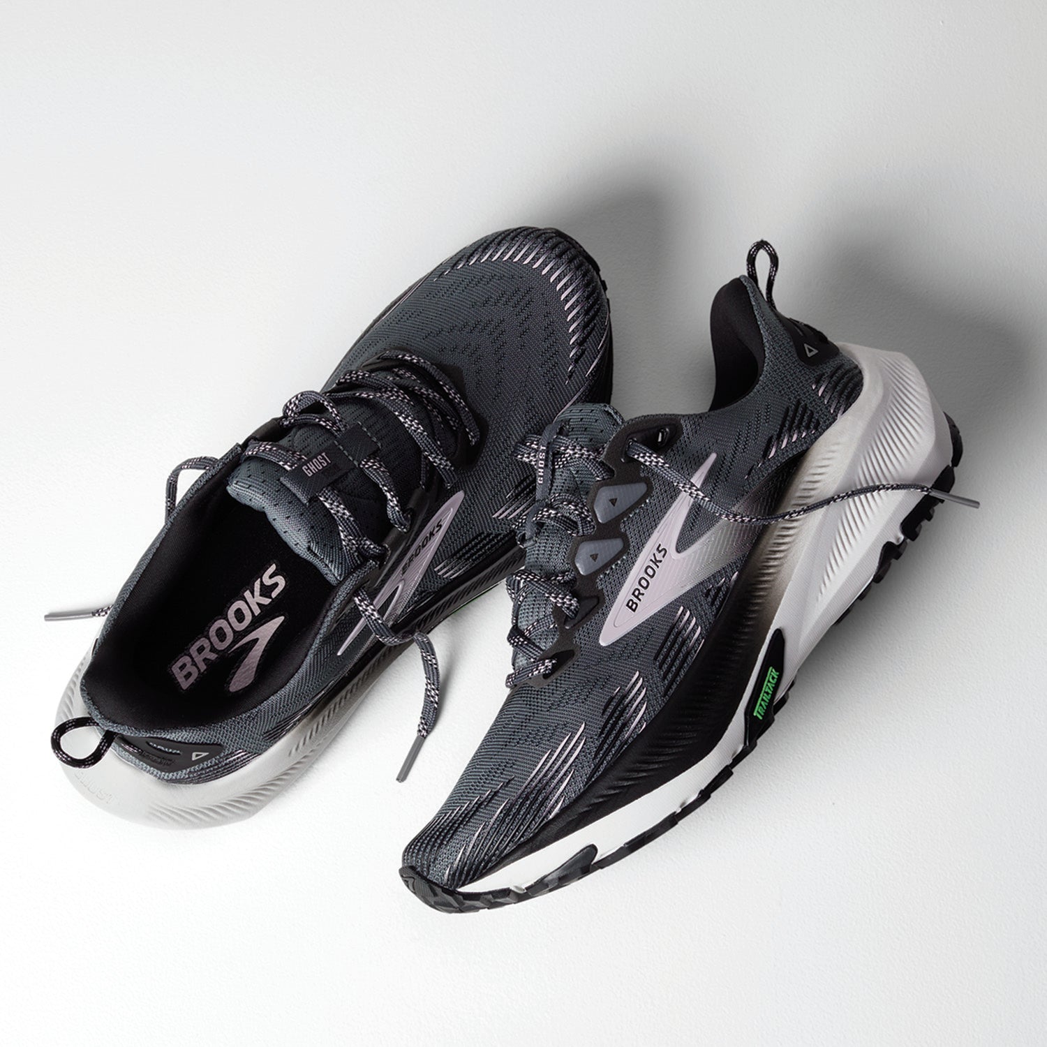 Womens Brooks Brooks Ghost Trail (Neutral Support) Women's Athletic Shoes Hiking Poppy Seed/Black/Pink Poppy Seed/Black/Pink