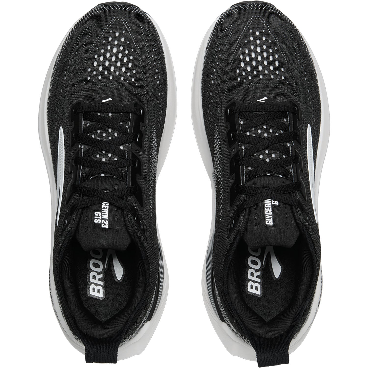 Mens Brooks Brooks Glycerin GTS 23 (Neutral Stability) Men's Athletic Shoes Black/Grey/White Black/Grey/White