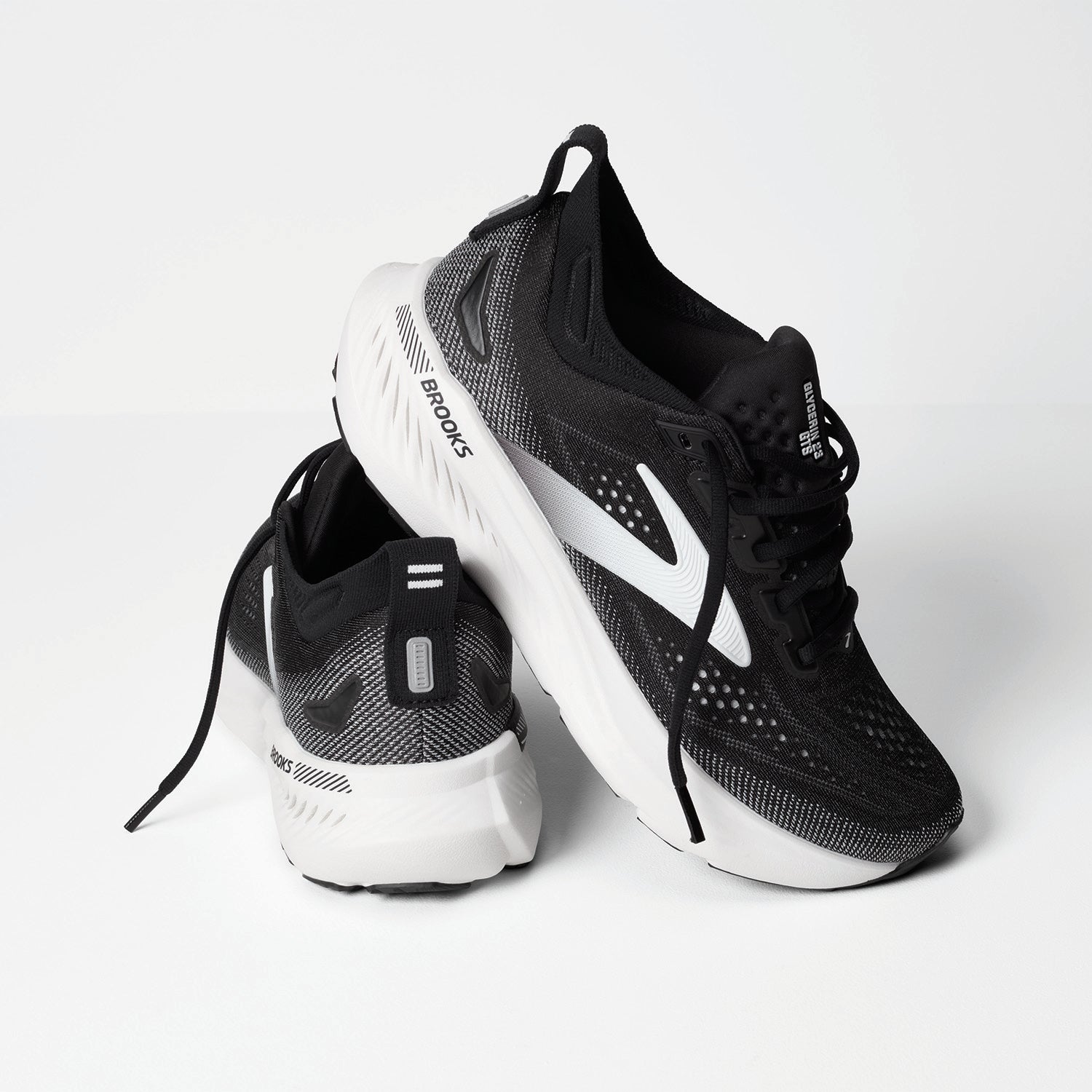 Mens Brooks Brooks Glycerin GTS 23 (Neutral Stability) Men's Athletic Shoes Black/Grey/White Black/Grey/White
