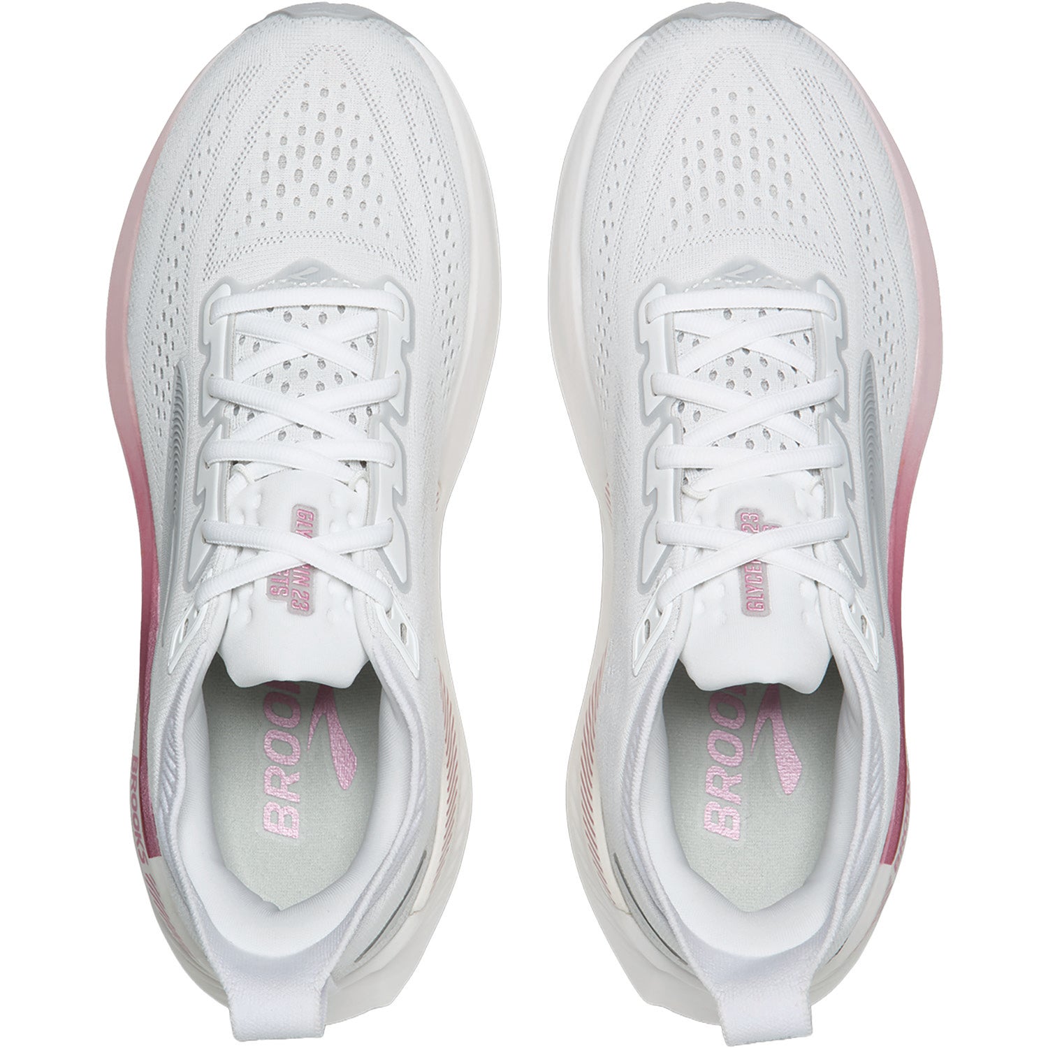 Womens Brooks Brooks Glycerin GTS (Neutral Support) Women's Athletic Shoes White/Harbor Mist/Metallic White/Harbor Mist/Metallic