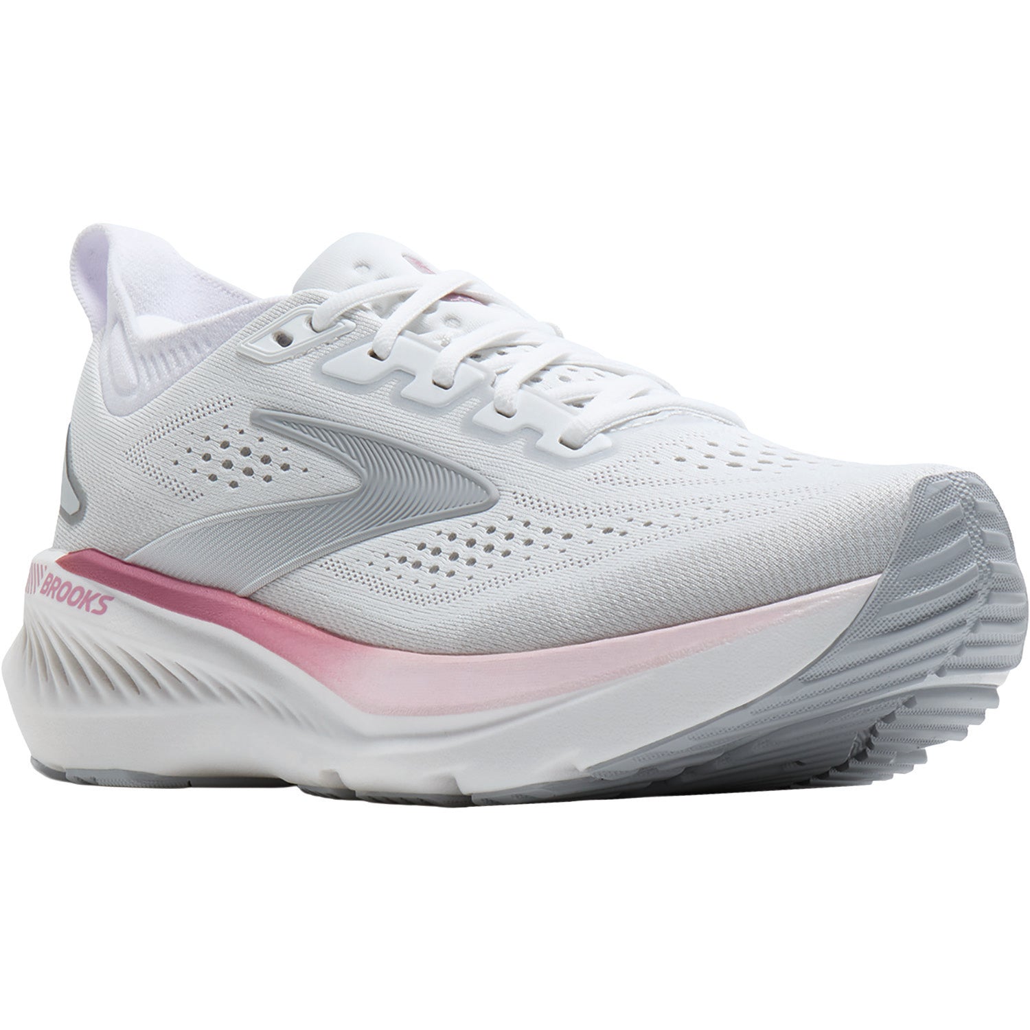 Womens Brooks Brooks Glycerin GTS (Neutral Support) Women's Athletic Shoes White/Harbor Mist/Metallic White/Harbor Mist/Metallic