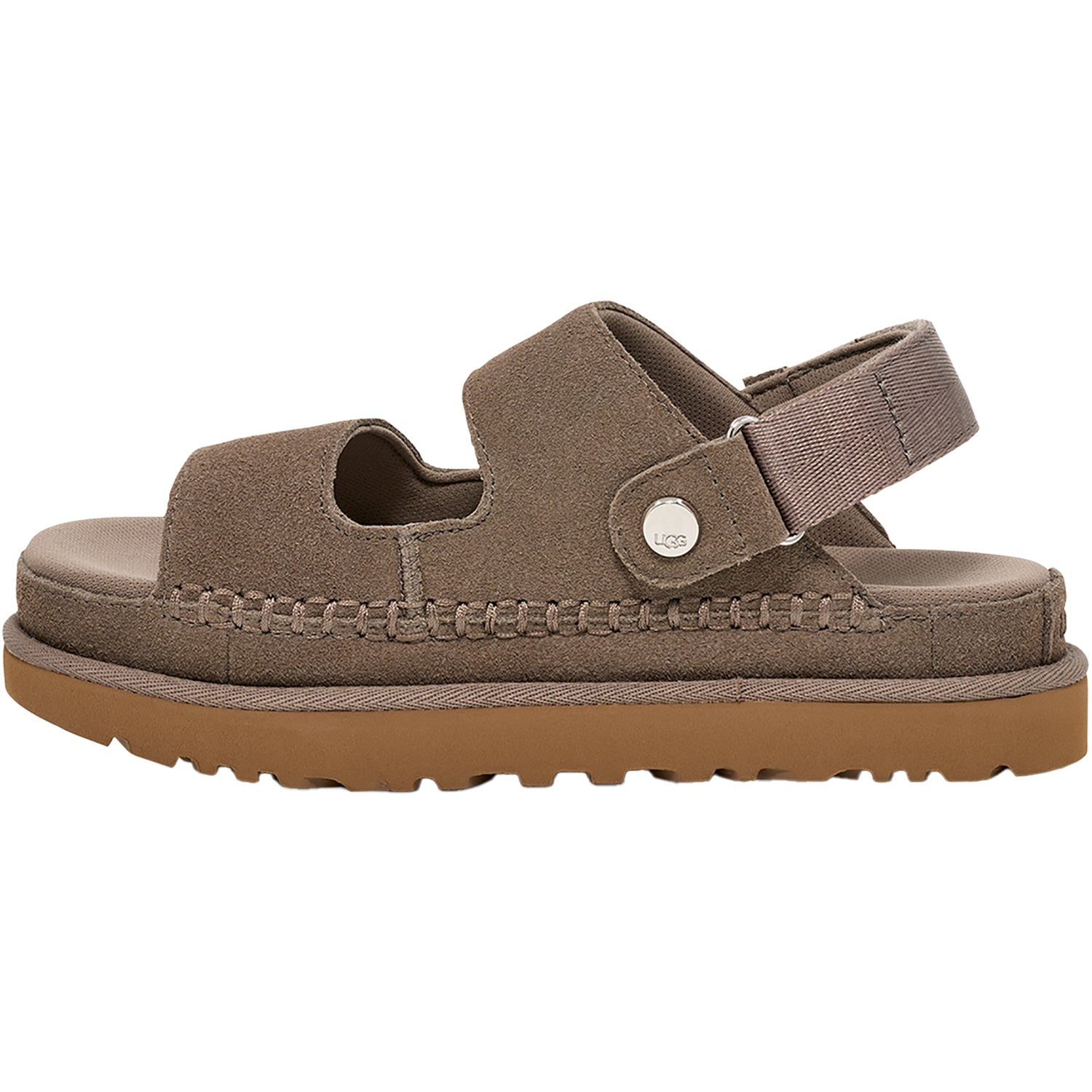 Womens Ugg UGG Goldenstar Glide Chestnut Women's Slide Sandals Smoke Plume Smoke Plume