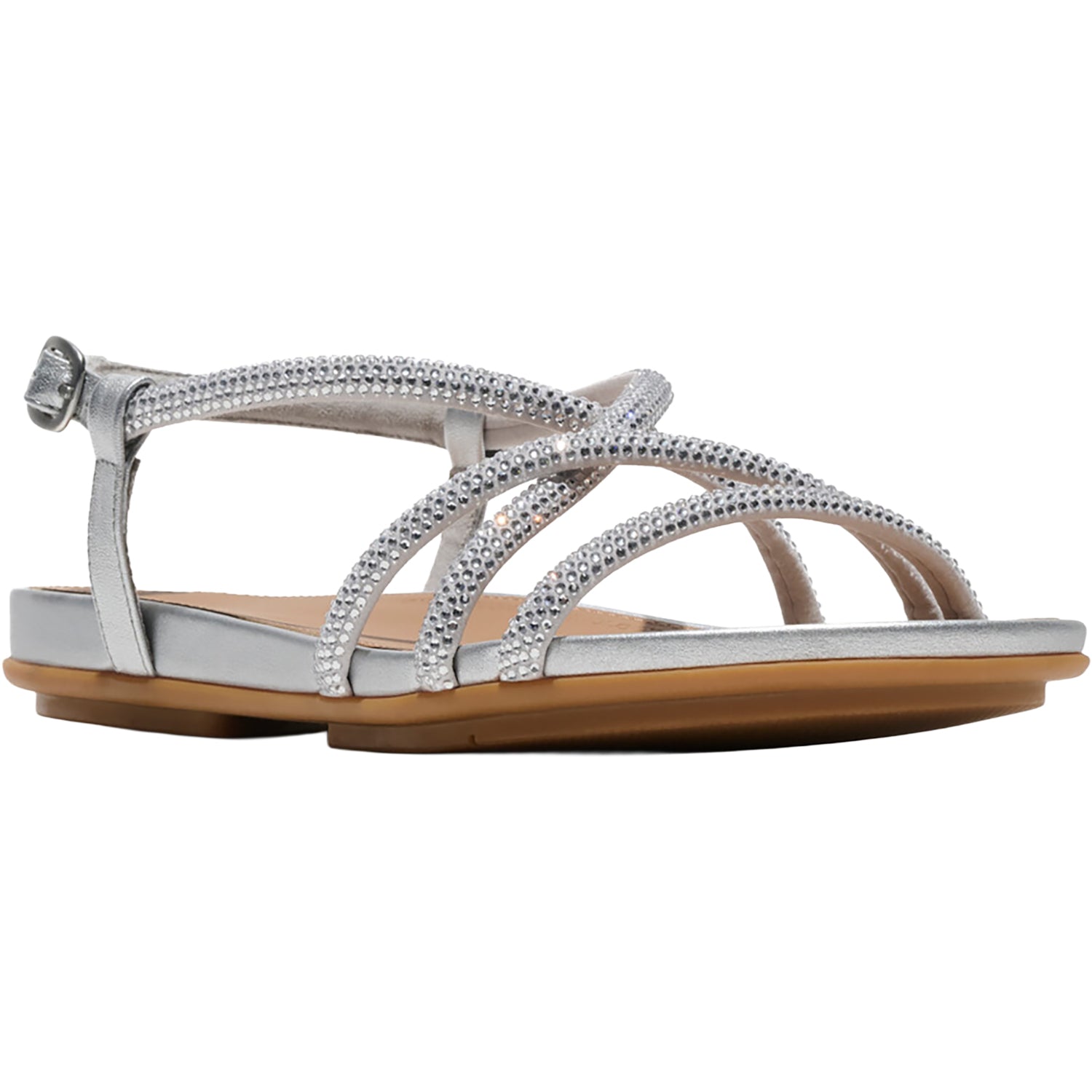 FitFlop GRACIE CRYSTAL Womens Cross Strap Sandals Silver