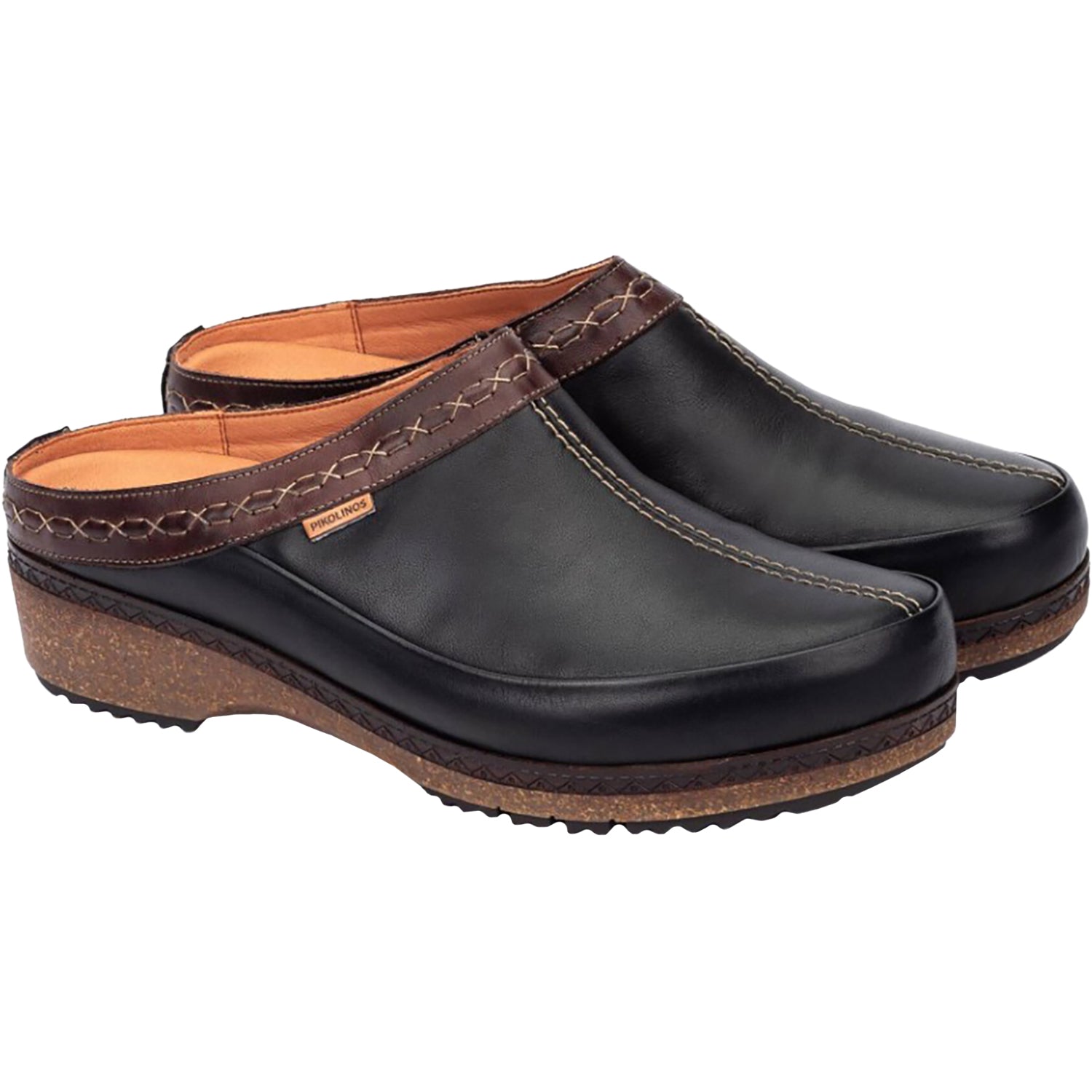 Pikolinos Granada W0W-3922C1 Women's Open Back Clogs Black Leather