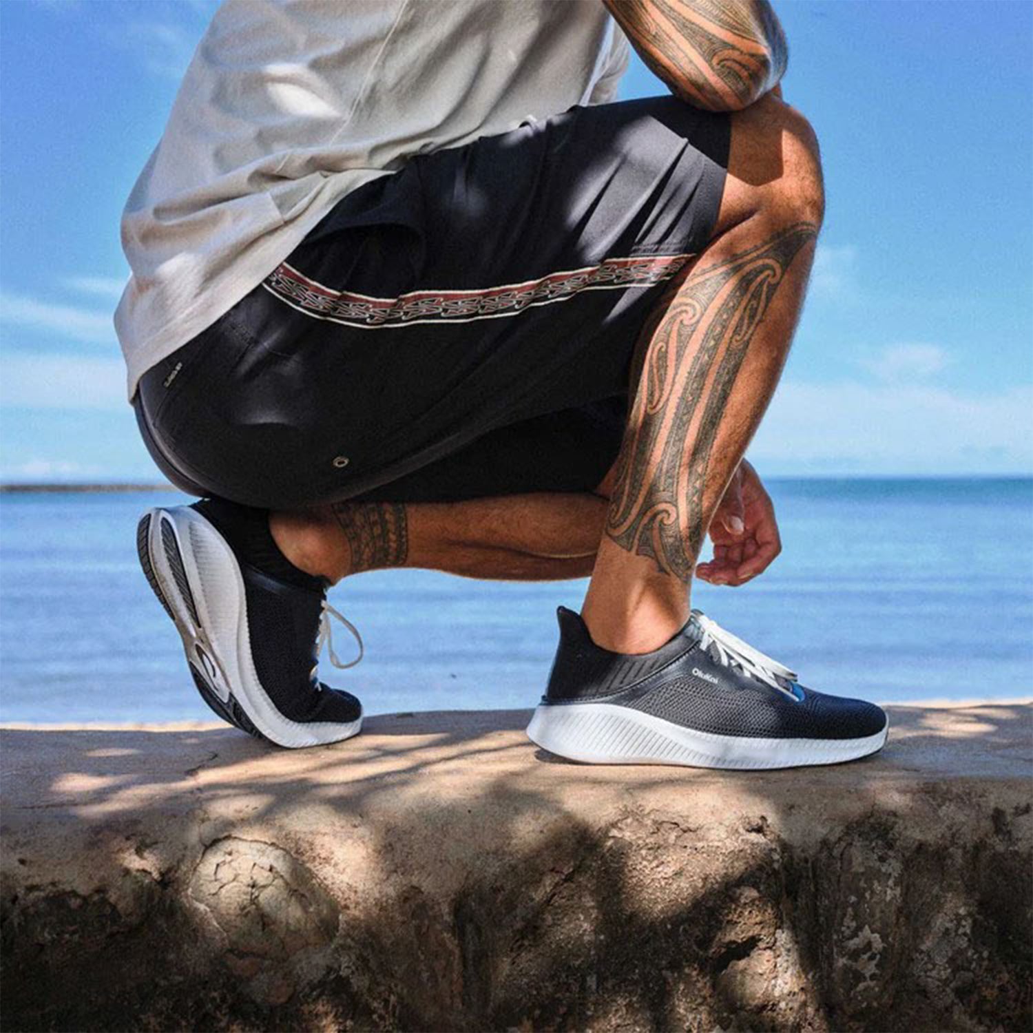 Mens Olukai OluKai Island Hopper Men's Lace Up Shoes Lava Rock/Lava Rock Mesh Lava Rock/Lava Rock Mesh