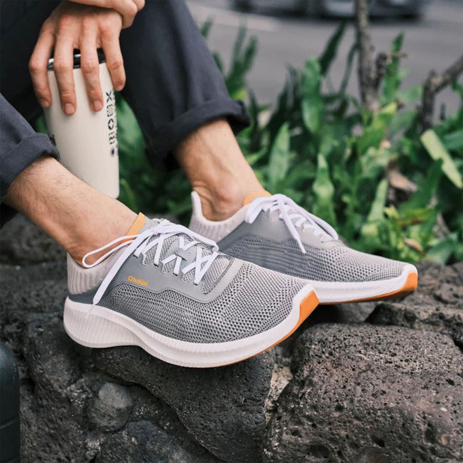 Mens Olukai OluKai Island Hopper Men's Lace Up Shoes Storm Grey/Storm Grey Mesh Storm Grey/Storm Grey Mesh