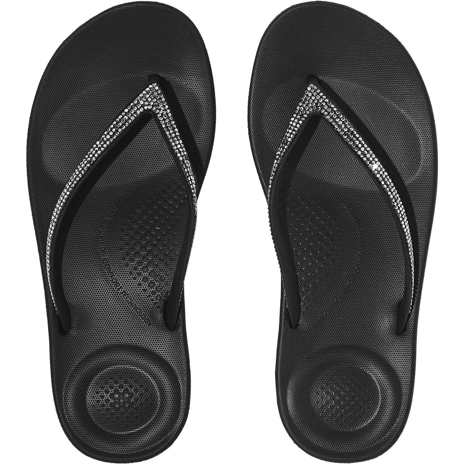 Womens Fit flop FitFlop iQushion Women's Thong Sandals Sparkle Black Sparkle Black