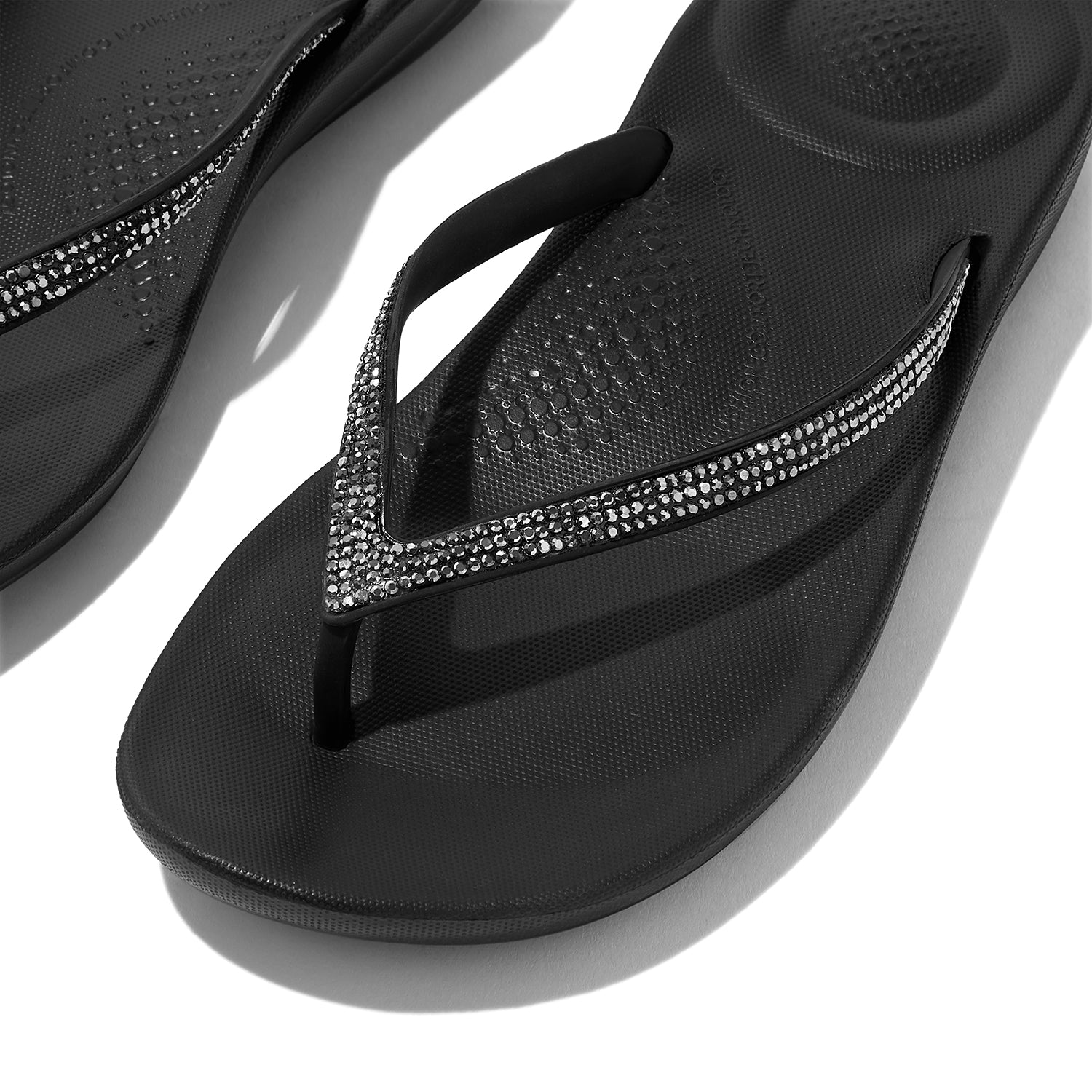 Womens Fit flop FitFlop iQushion Women's Thong Sandals Sparkle Black Sparkle Black