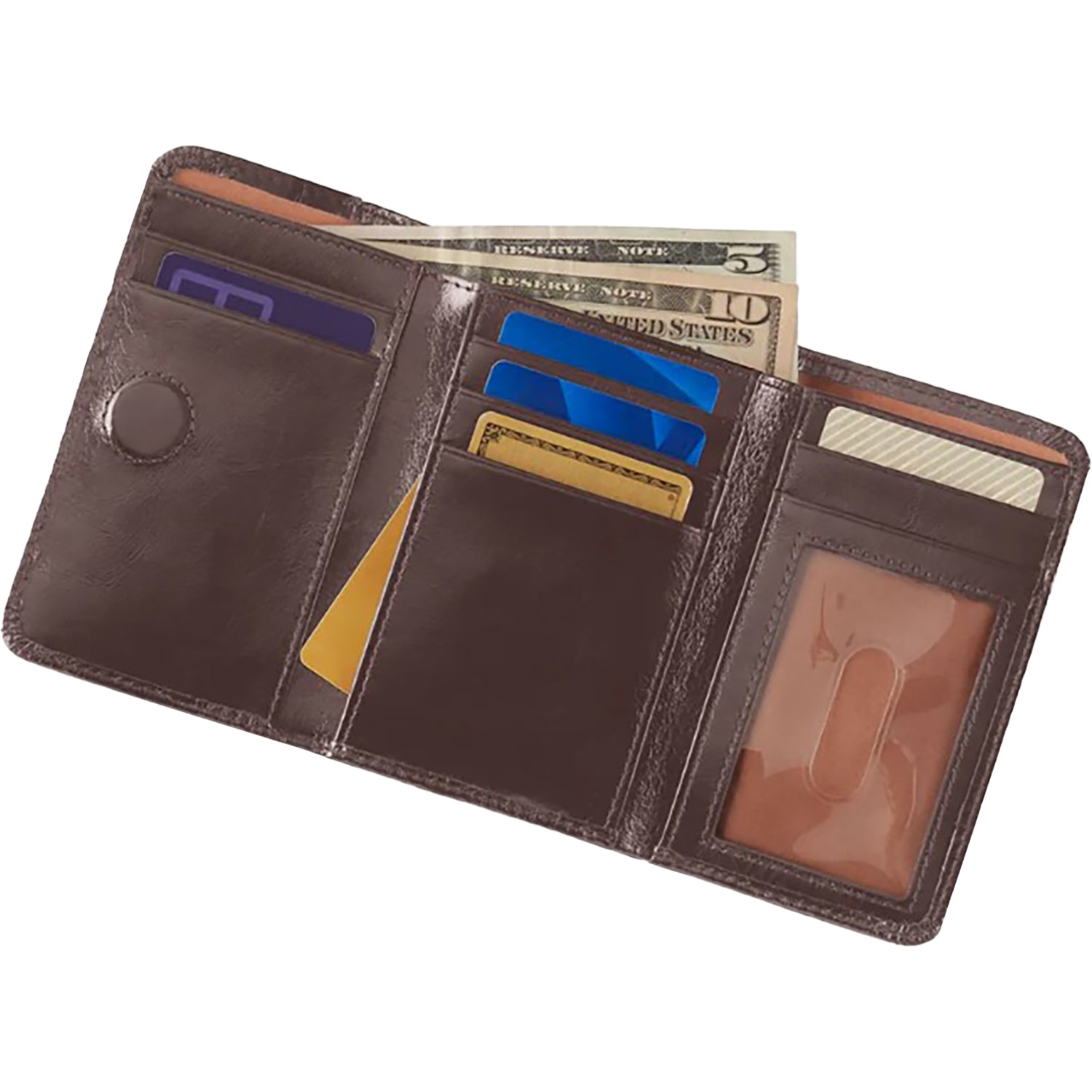 Womens Hobo Hobo Jill Trifold Wallet Wallet Hearthstone Polished Leather Hearthstone Polished Leather