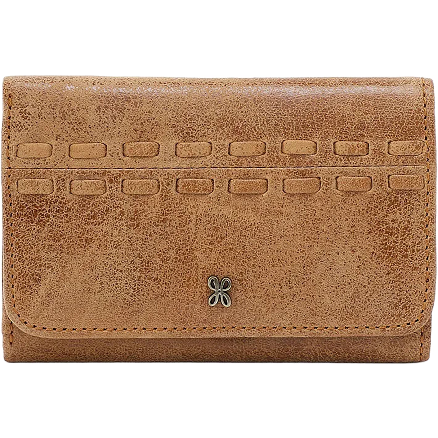 Womens Hobo Hobo International Jill Trifold Wallet Buffed Whiskey w/Leather Stitch Buffed Whiskey w/Leather Stitch