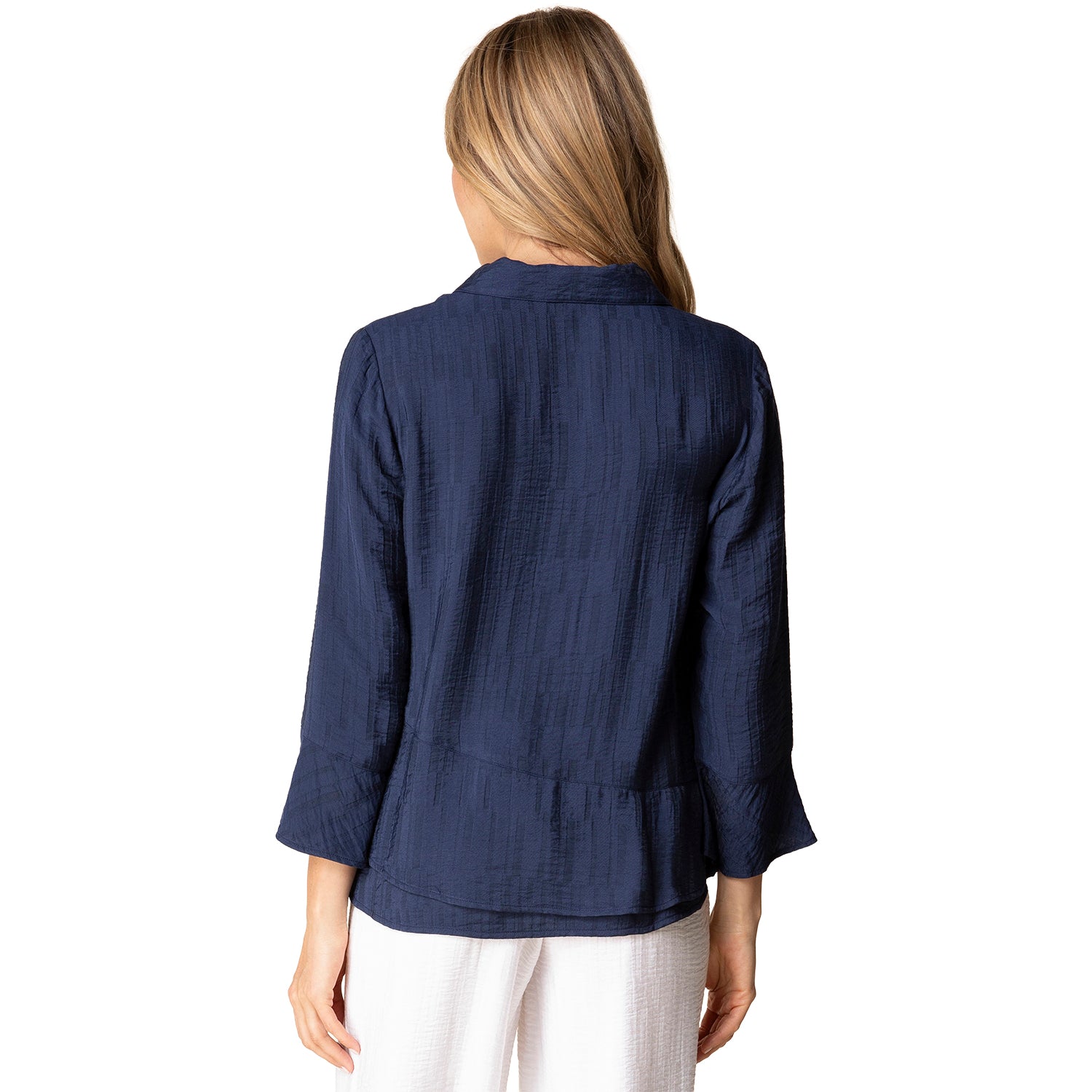 Womens Habitat Habitat Jacquard Flounce Shirt Women's Long-Sleeve Top Navy Navy