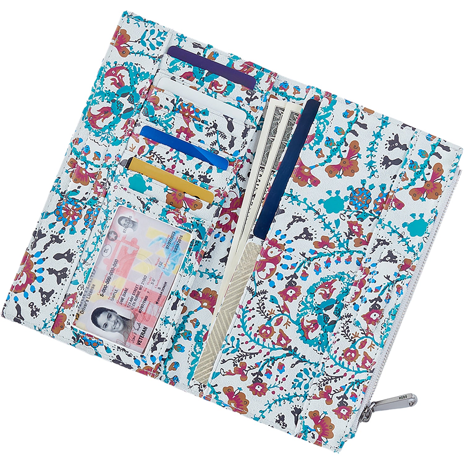 Womens Hobo Hobo Jill Trifold Wallet Batik Blooms Batik Blooms