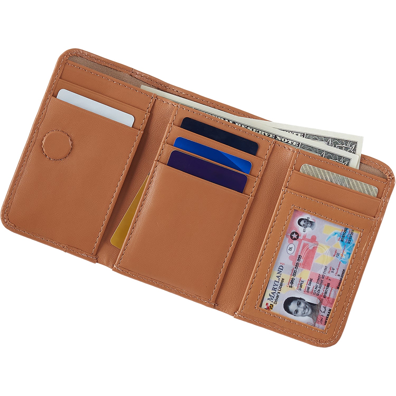 Womens Hobo Hobo Jill Trifold Wallet Canyon Petal Perforated Leather Canyon Petal Perforated Leather