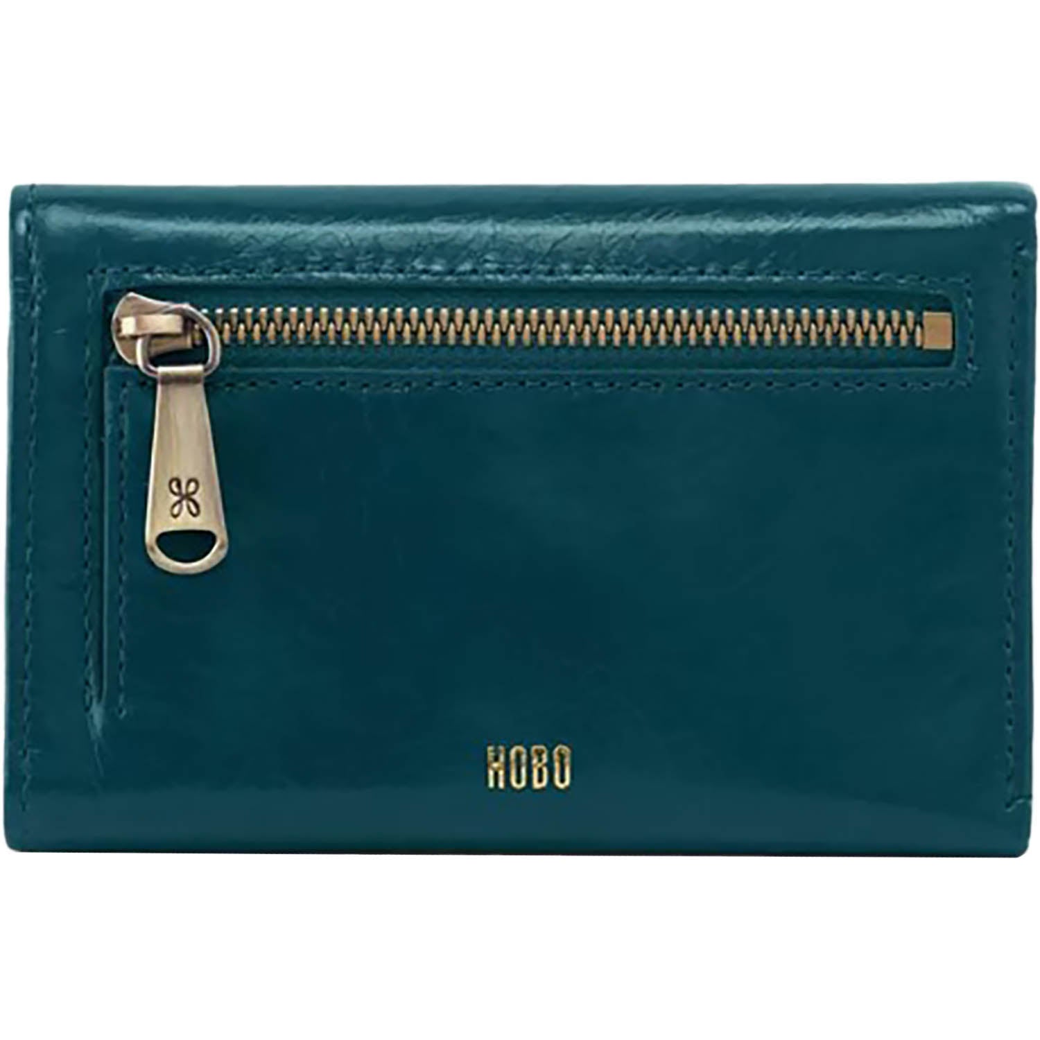 Womens Hobo Hobo Jill Trifold Wallet Handbag Wild Bluegrass Polished Leather Wild Bluegrass Polished Leather