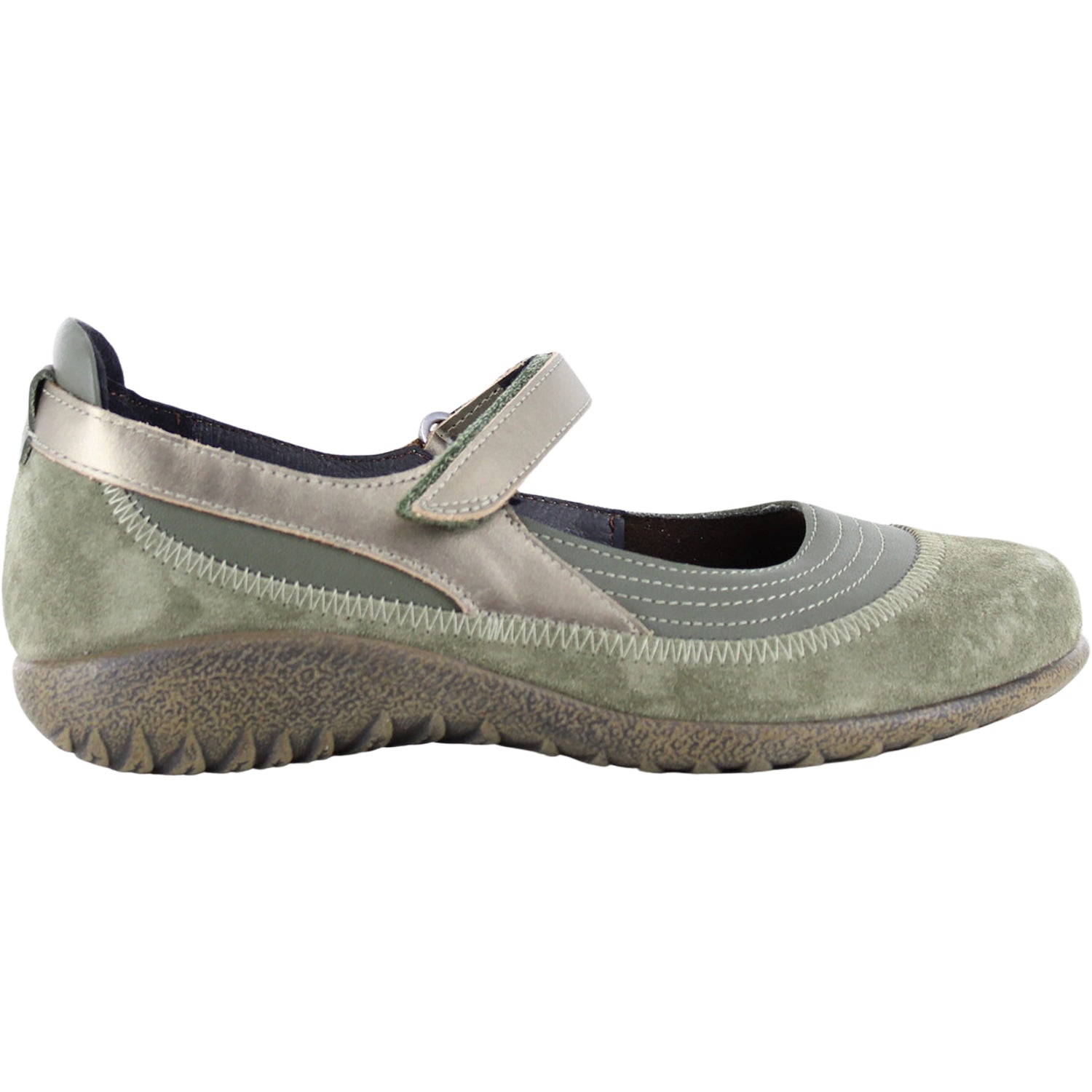Womens Naot Women's Naot Kirei Soft Green/Hunter Green/Pewter Soft Green/Hunter Green/Pewter
