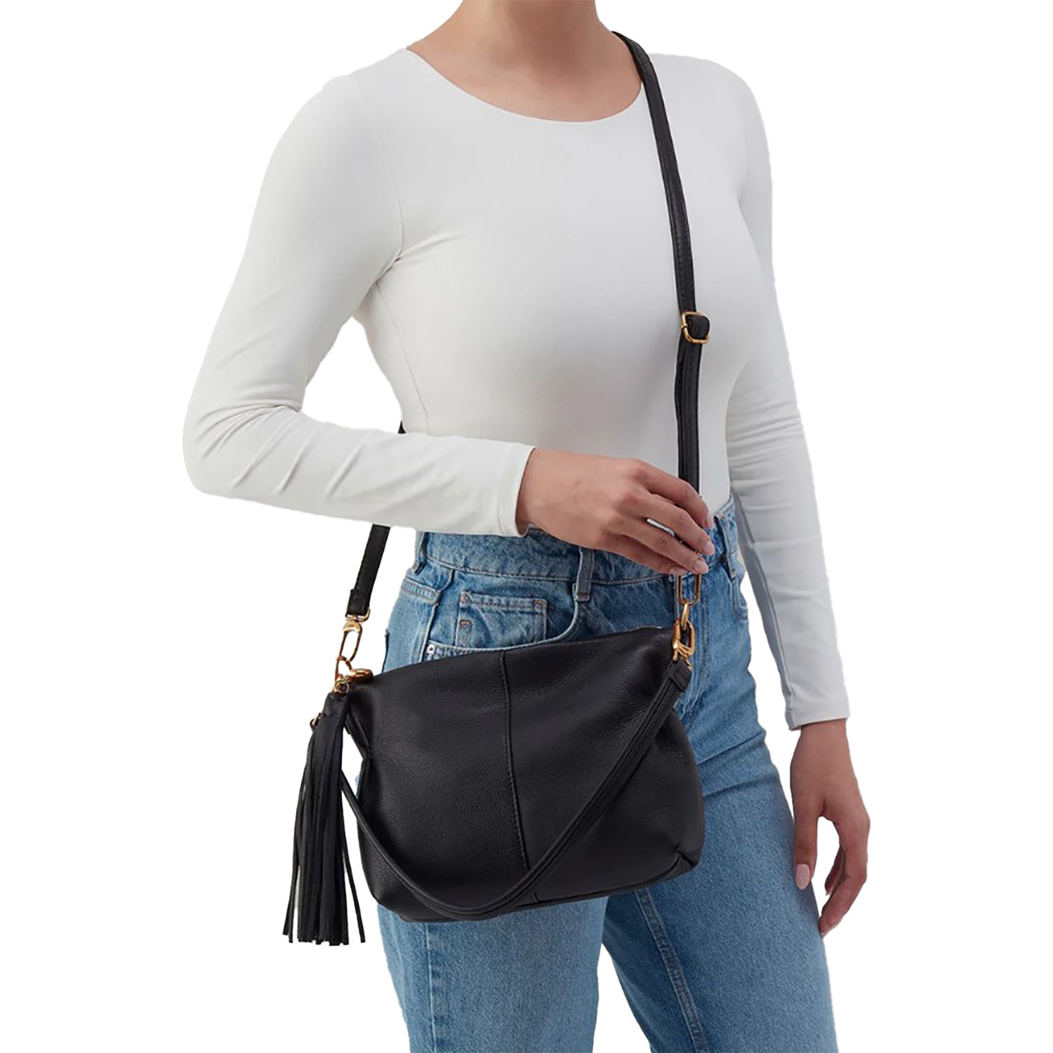 Womens Hobo Hobo Kori Crossbody Handbag Black Pebbled Leather Black Pebbled Leather