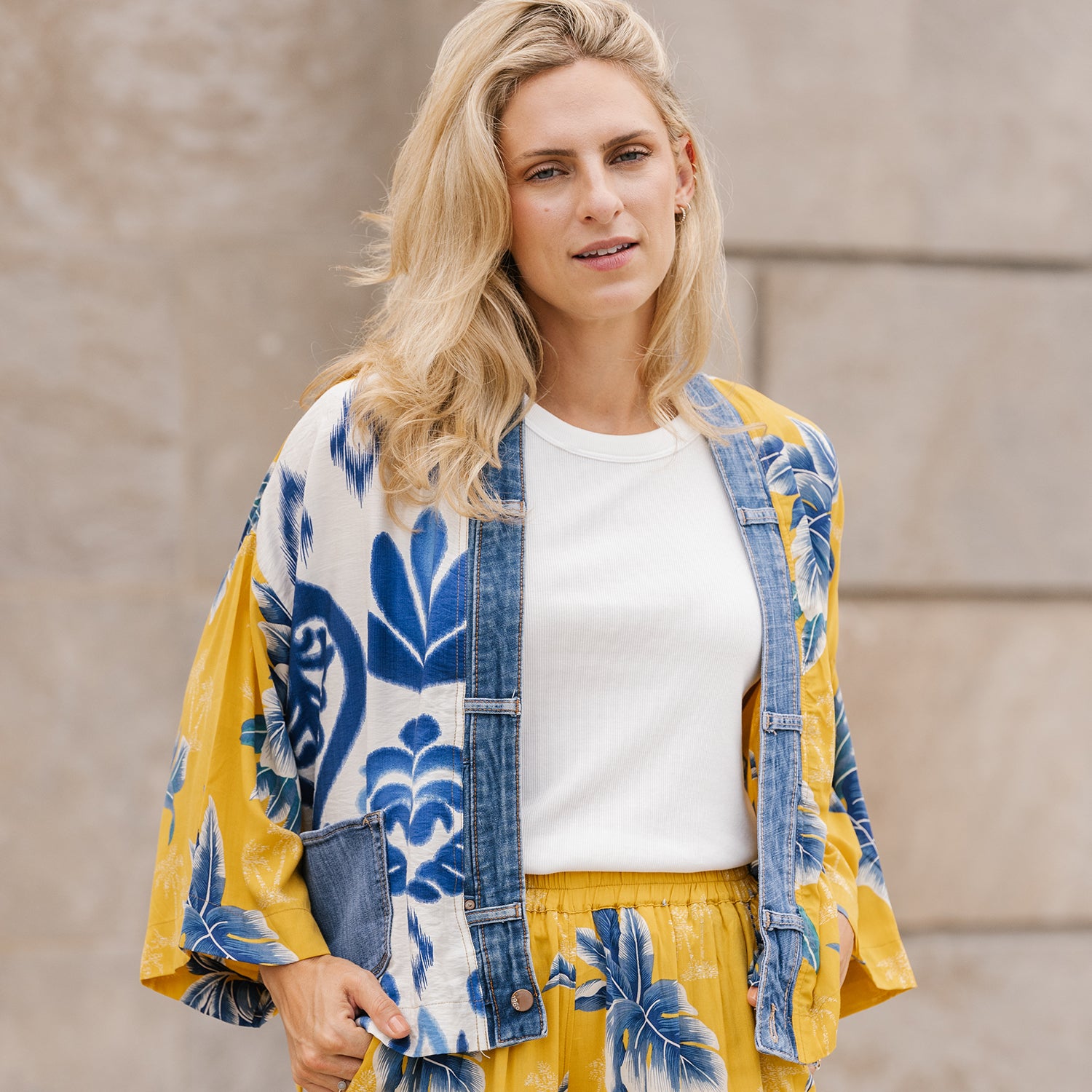 Womens Shannon passero Shannon Passero Karol Cardigan Women's Outerwear Yellow Palm Mix Yellow Palm Mix