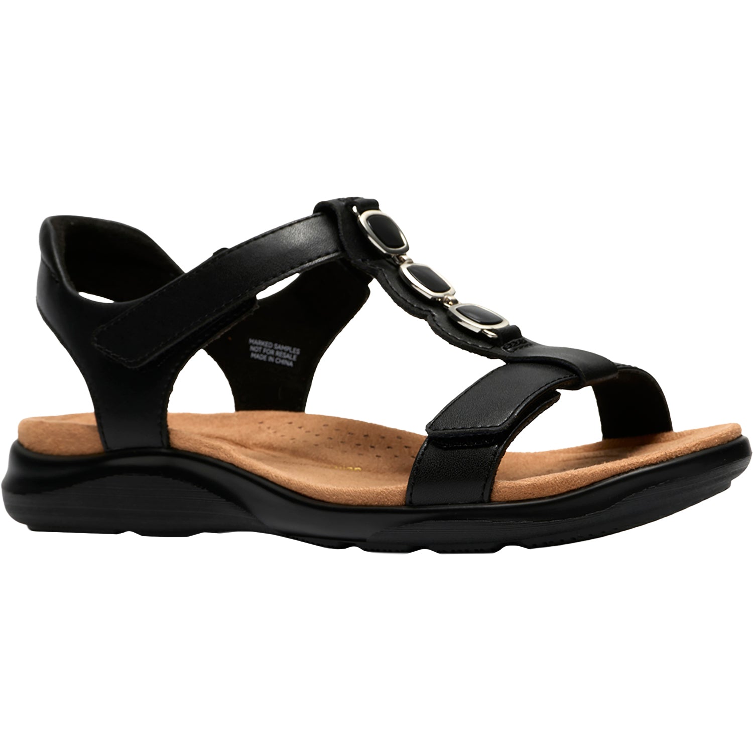 Womens Clarks Clarks Kitly Gem Women's Dress Sandals Black Leather Black Leather